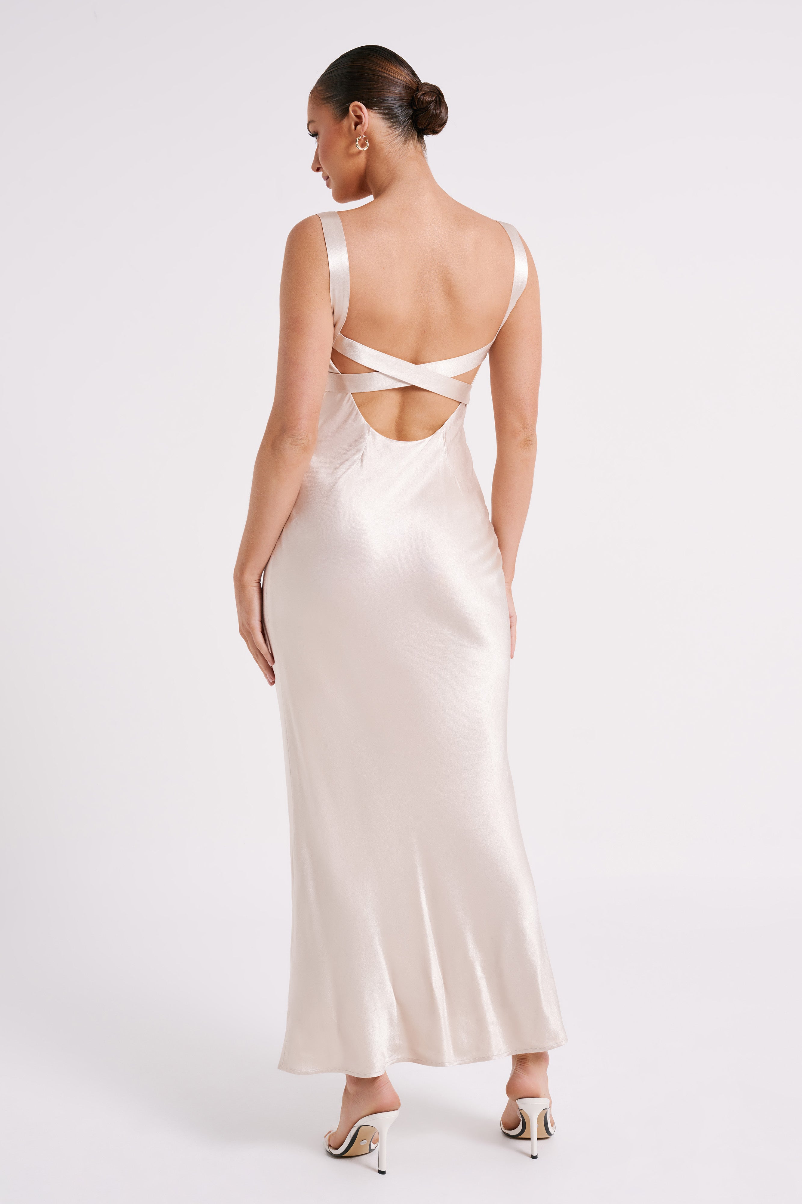 Ensley Satin Maxi Dress Champagne MESHKI UK