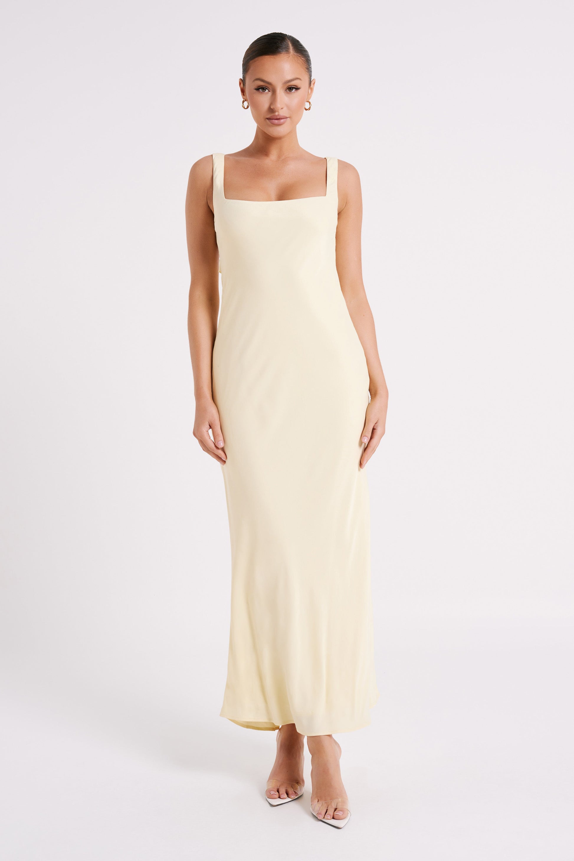 Ensley Satin Maxi Dress - Light Yellow #2