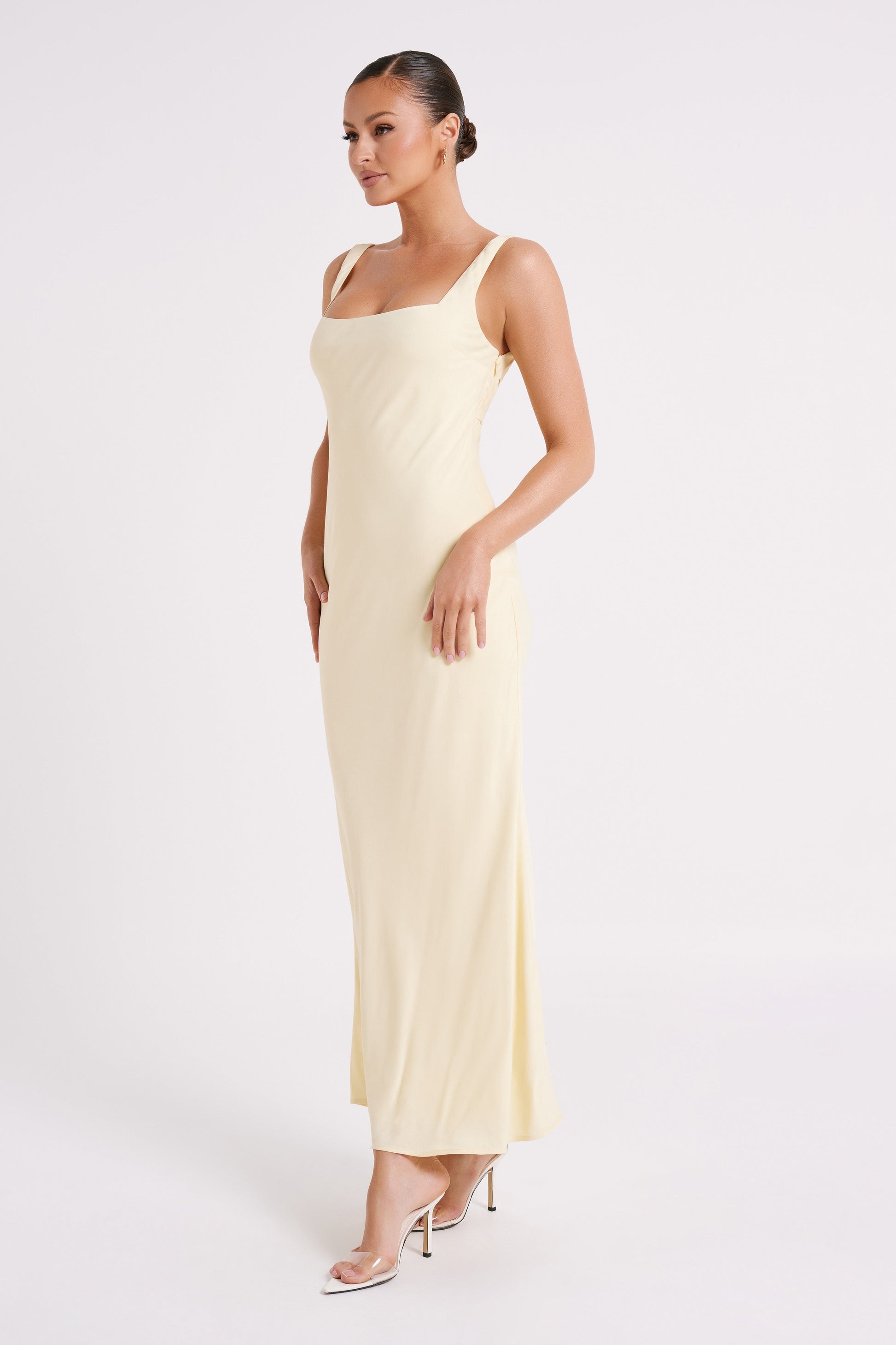 Ensley Satin Maxi Dress - Light Yellow #4