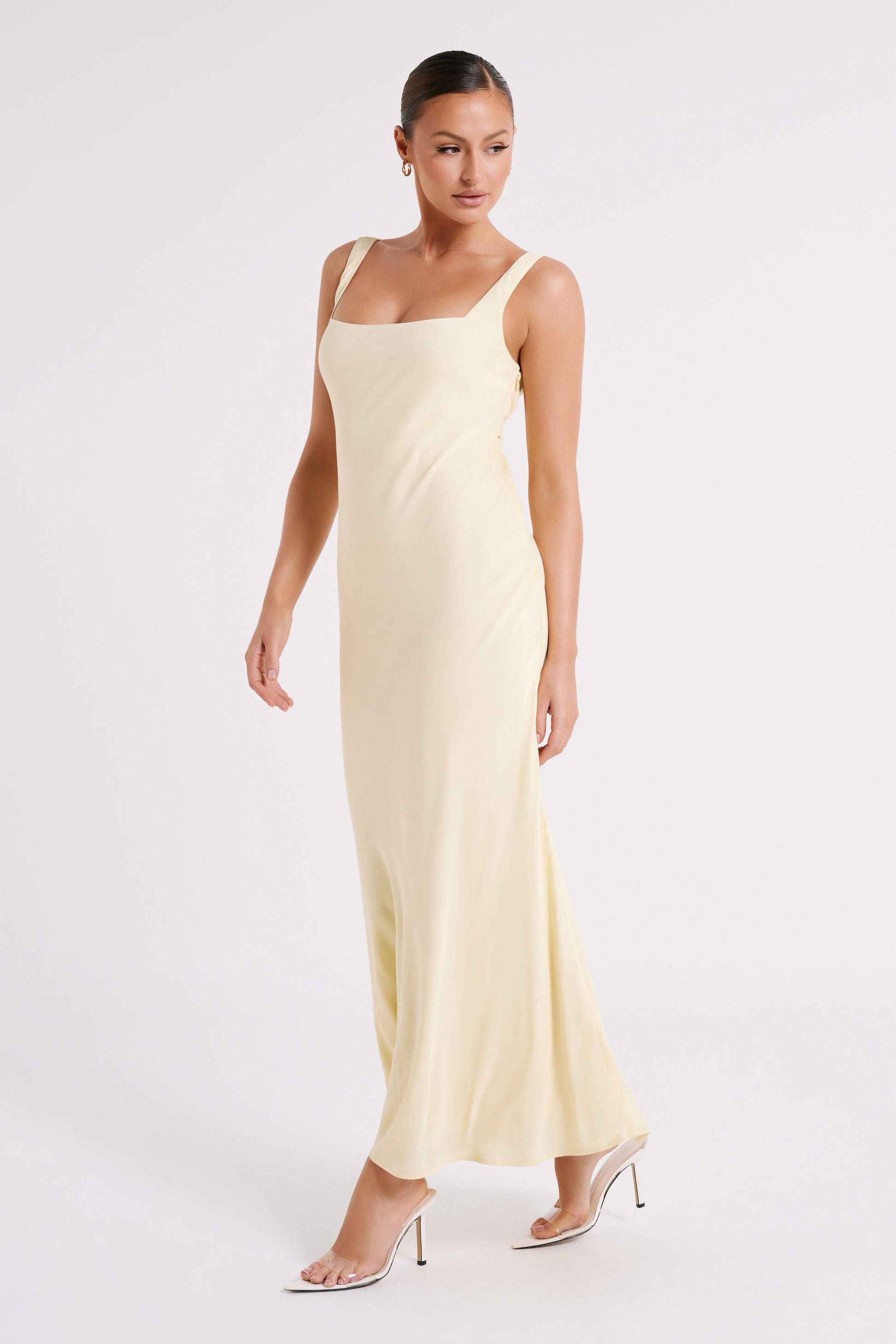 Ensley Satin Maxi Dress - Light Yellow #5