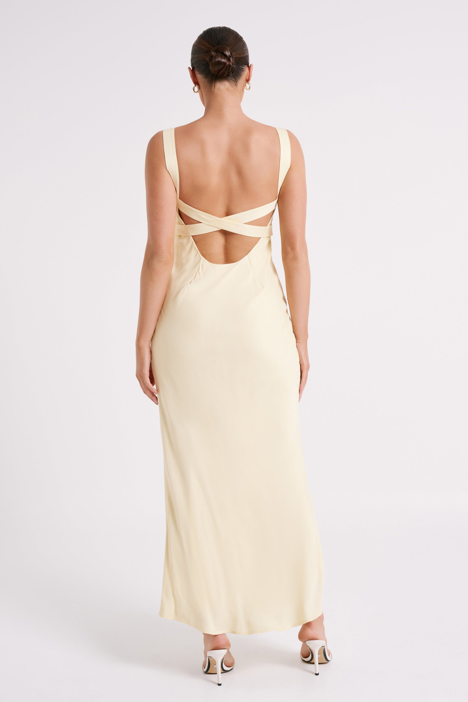 Ensley Satin Maxi Dress - Light Yellow #3