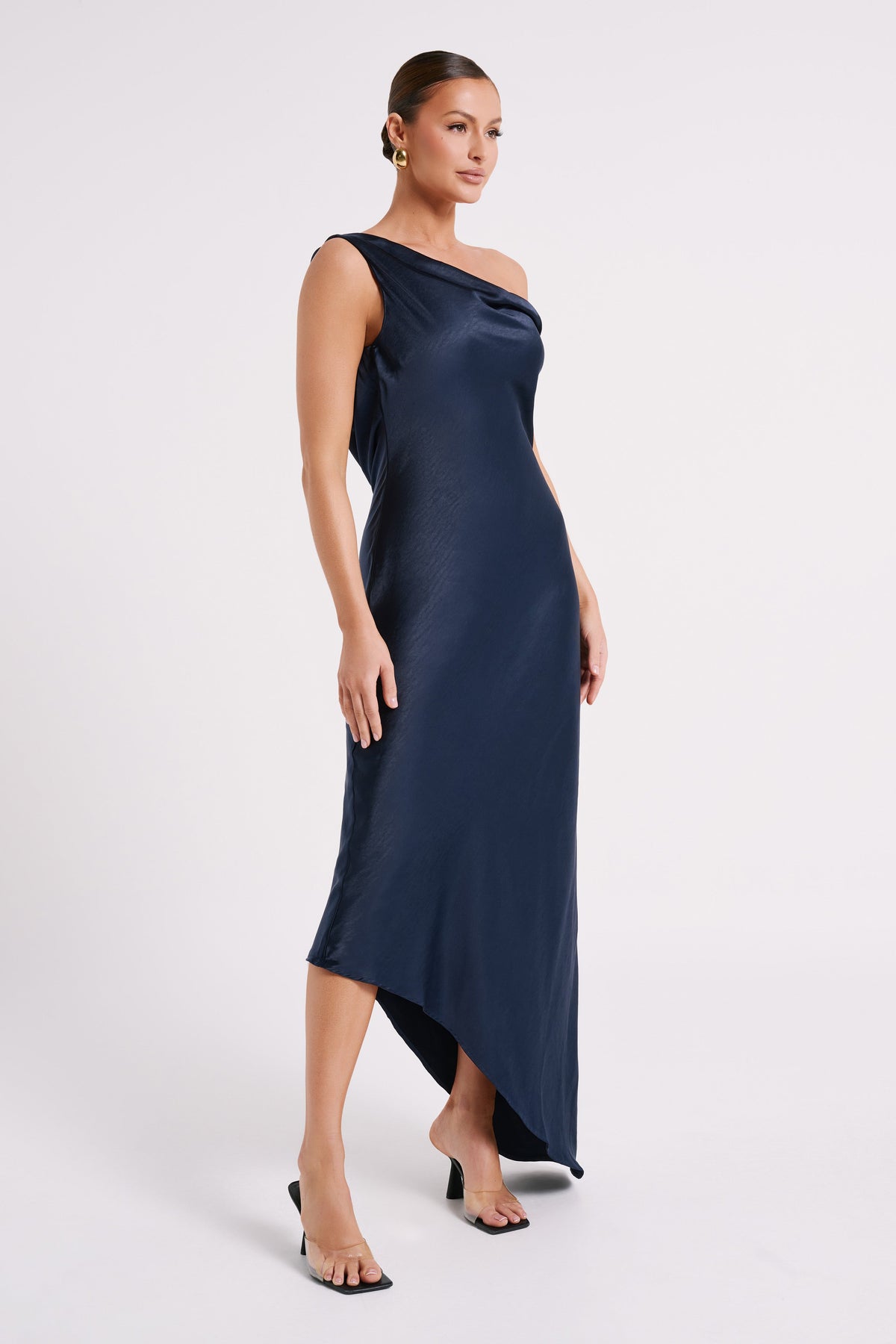 Yvette Slip Maxi Dress With Asymmetrical Hem - Navy #4