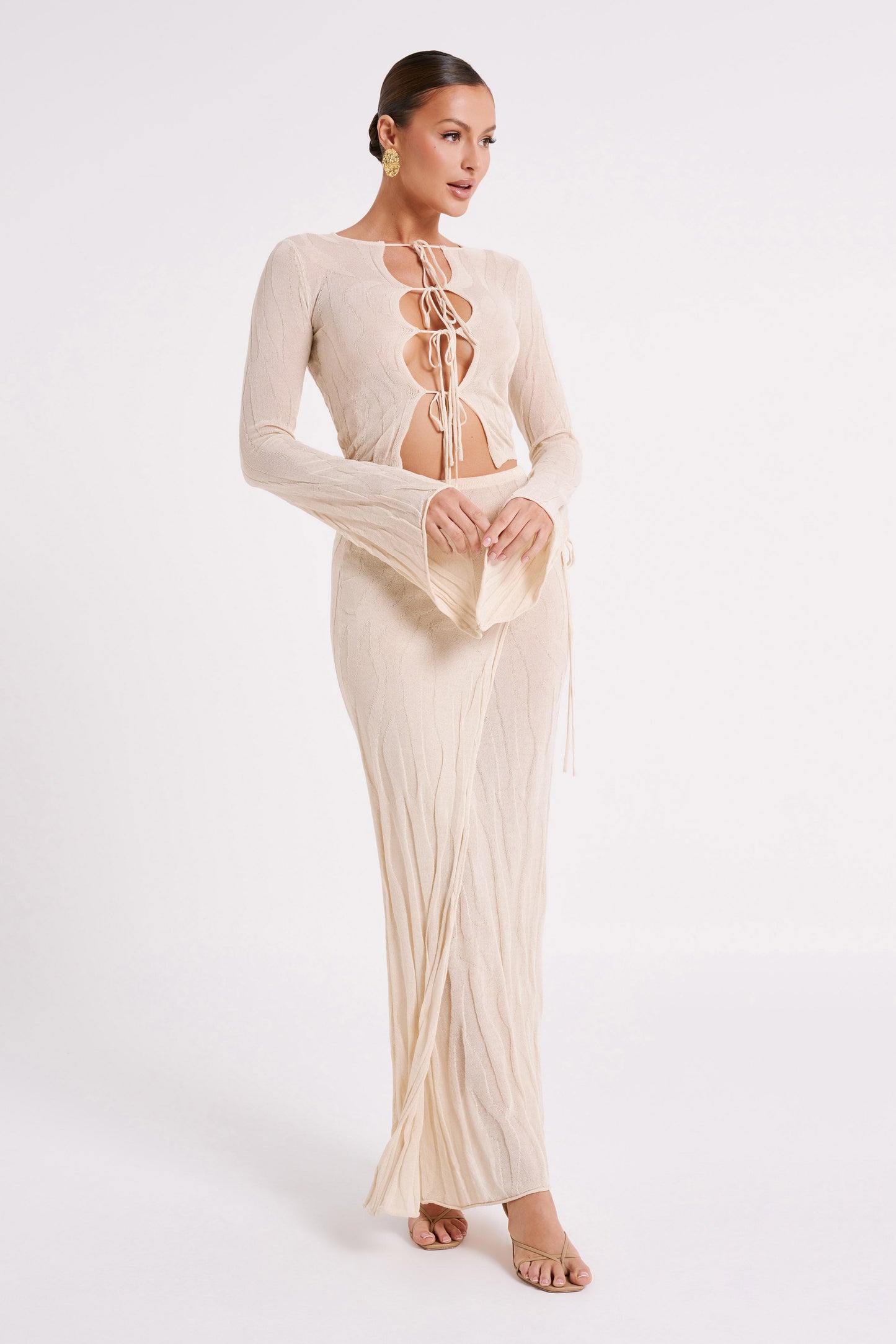 Akari Flare Sleeve Knit Top - Ivory