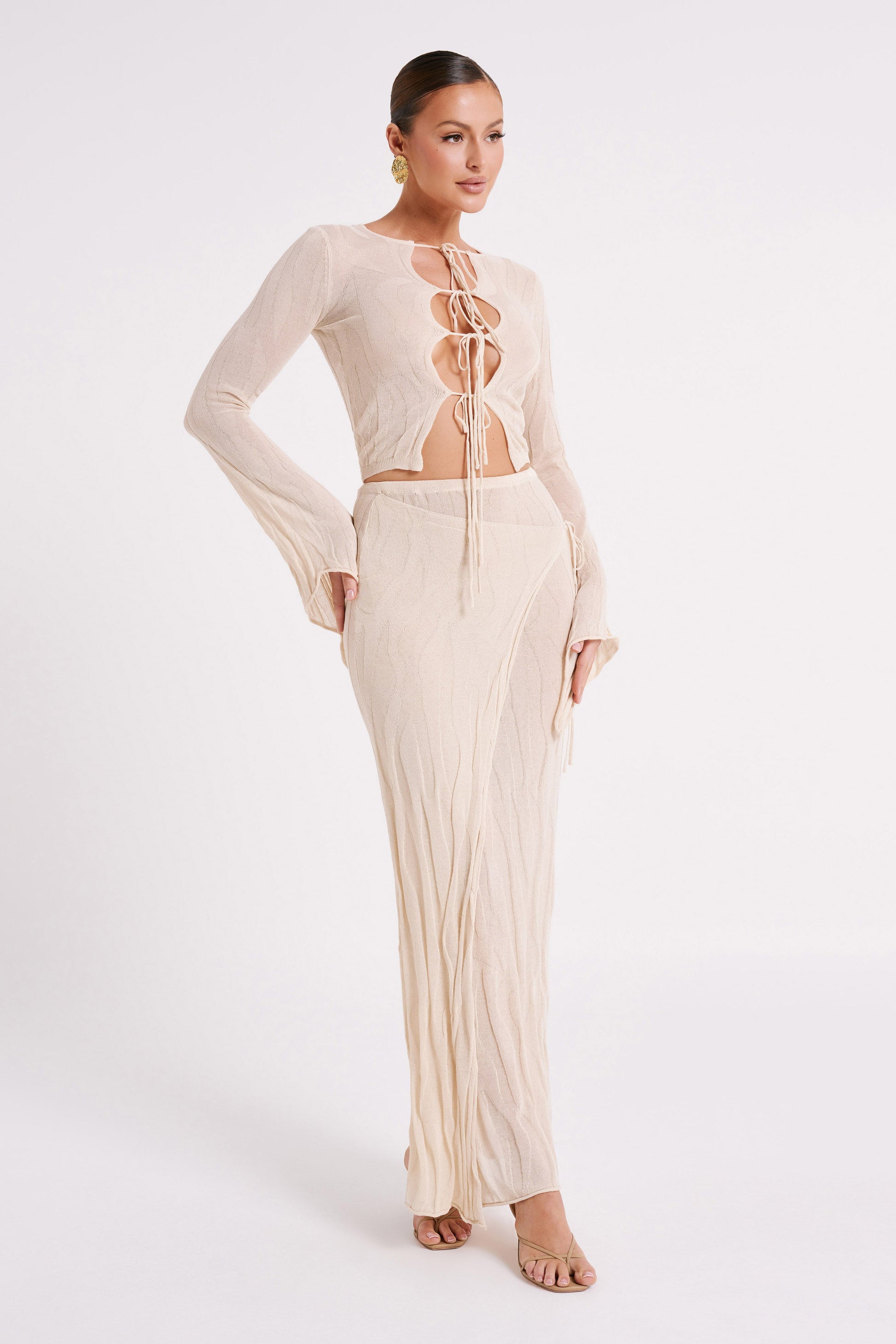 Akari Knit Maxi Skirt - Ivory #5