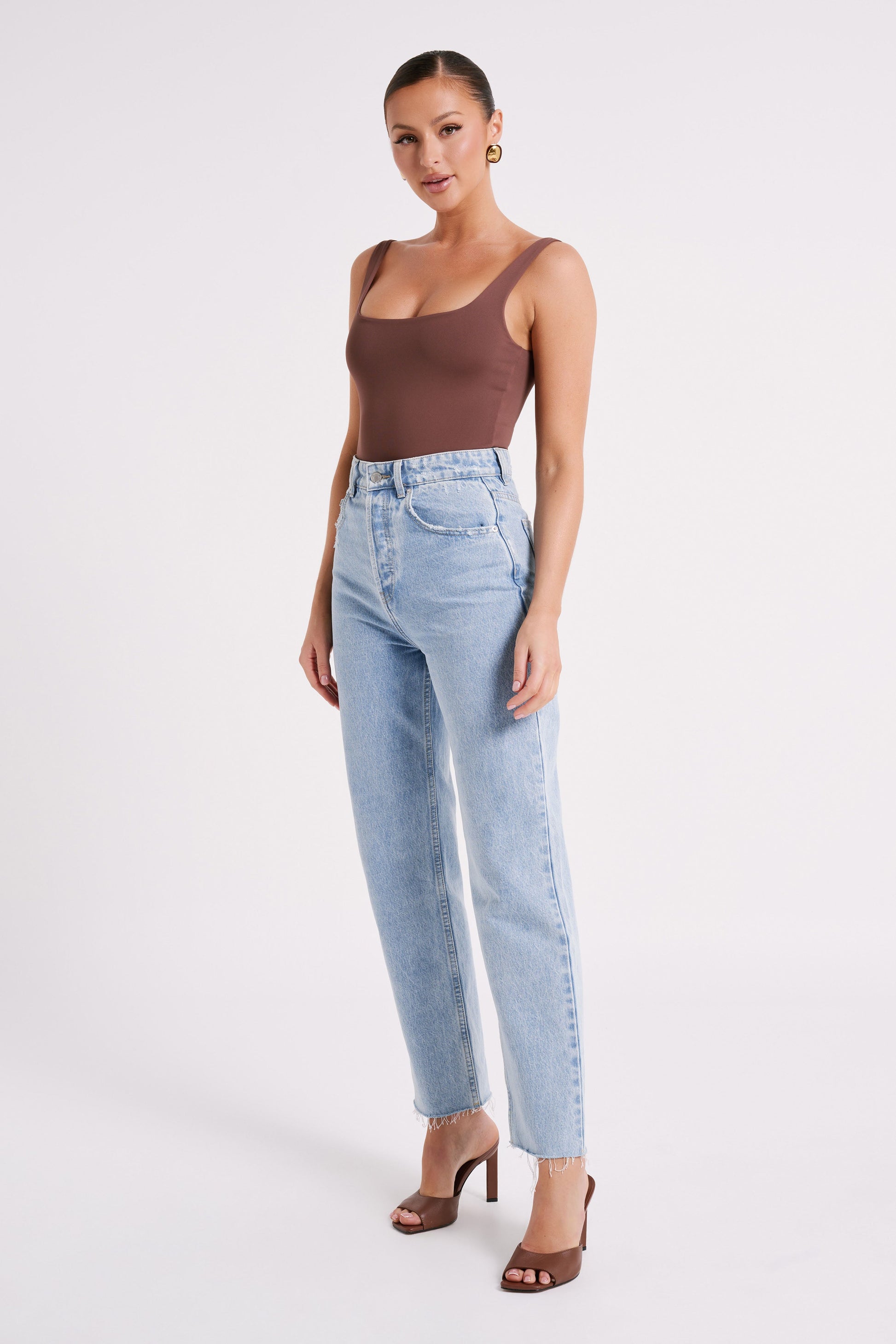 Charlie Recycled Nylon Scoop Neck Bodysuit - Mocha #5