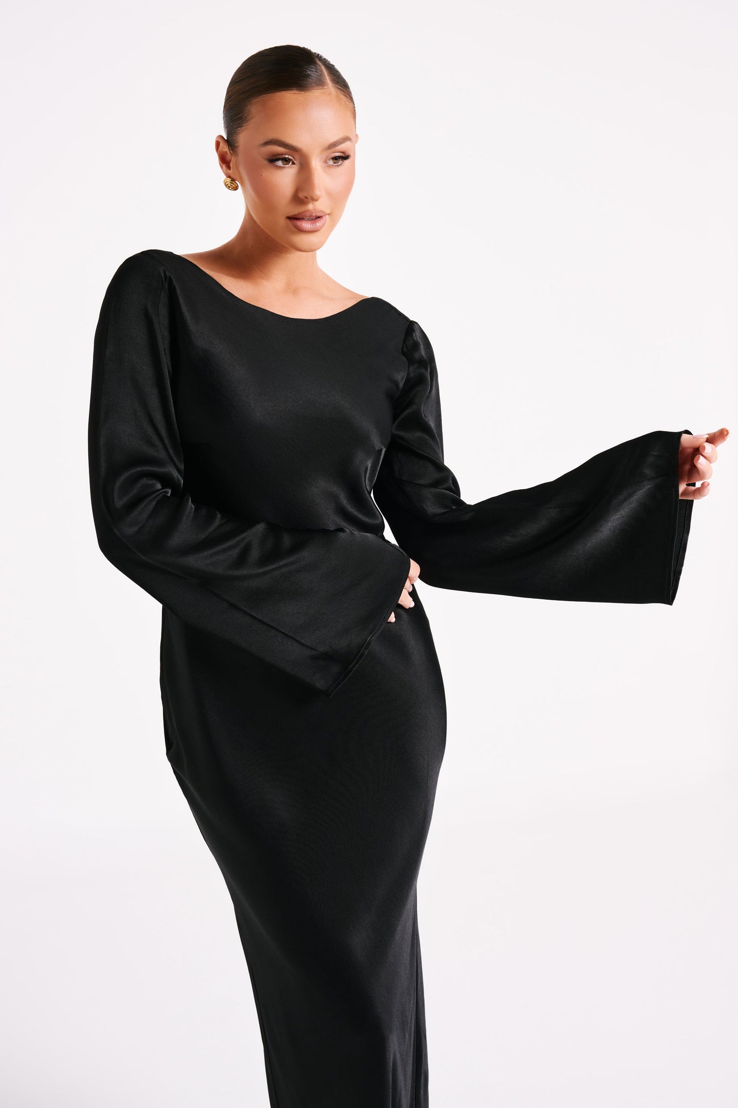 Fernanda Long Sleeve Maxi Dress - Black