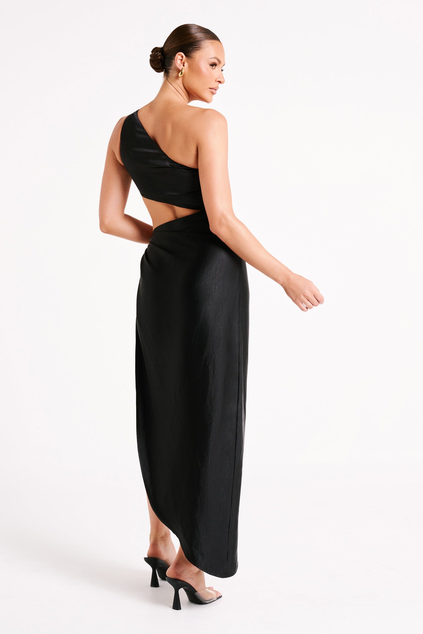 Navarah One Shoulder Midi Dress - Black