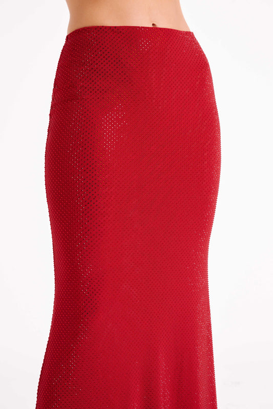 Erika Diamante Maxi Skirt - Vermilion Red