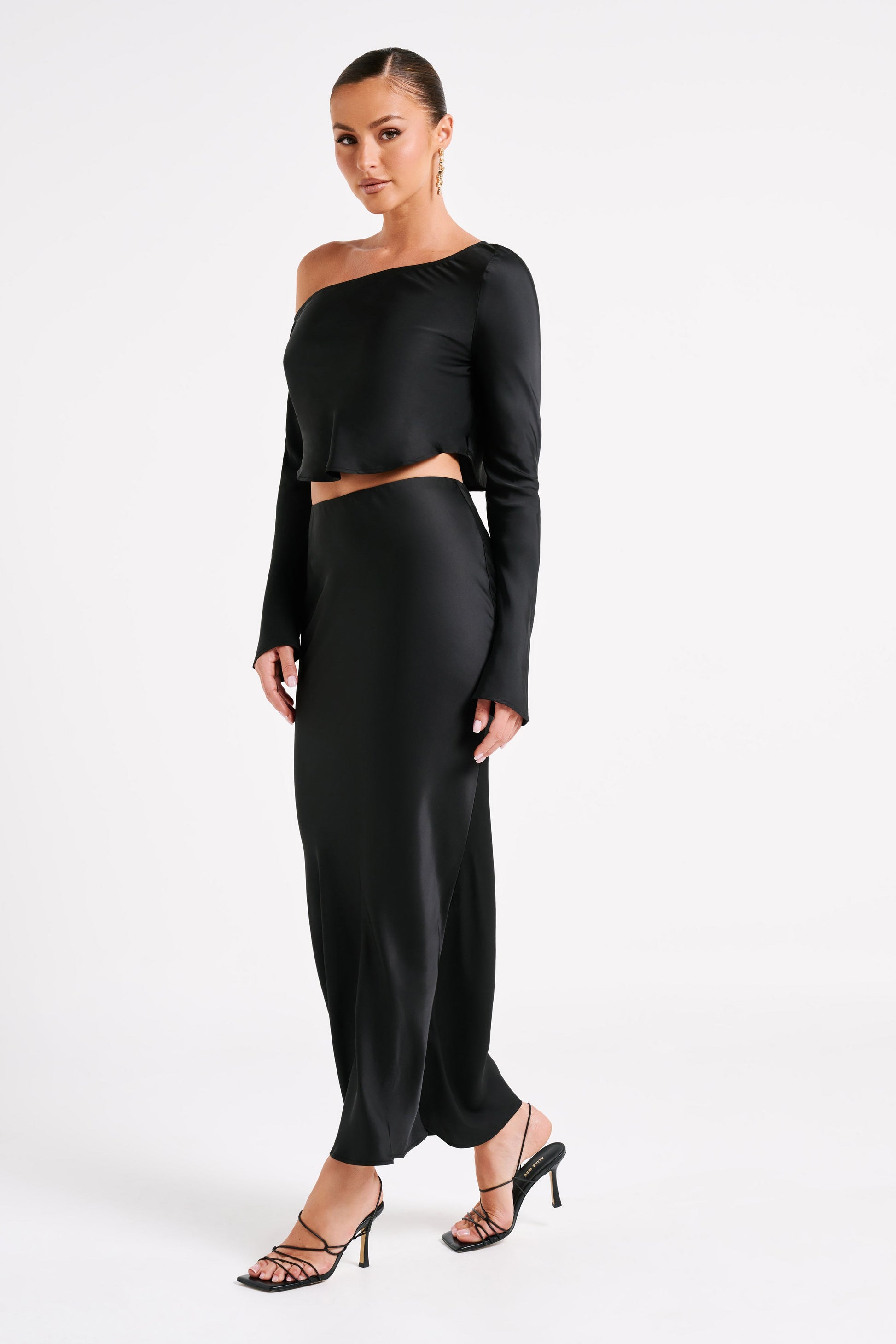 Violeta Satin Maxi Skirt - Black #7