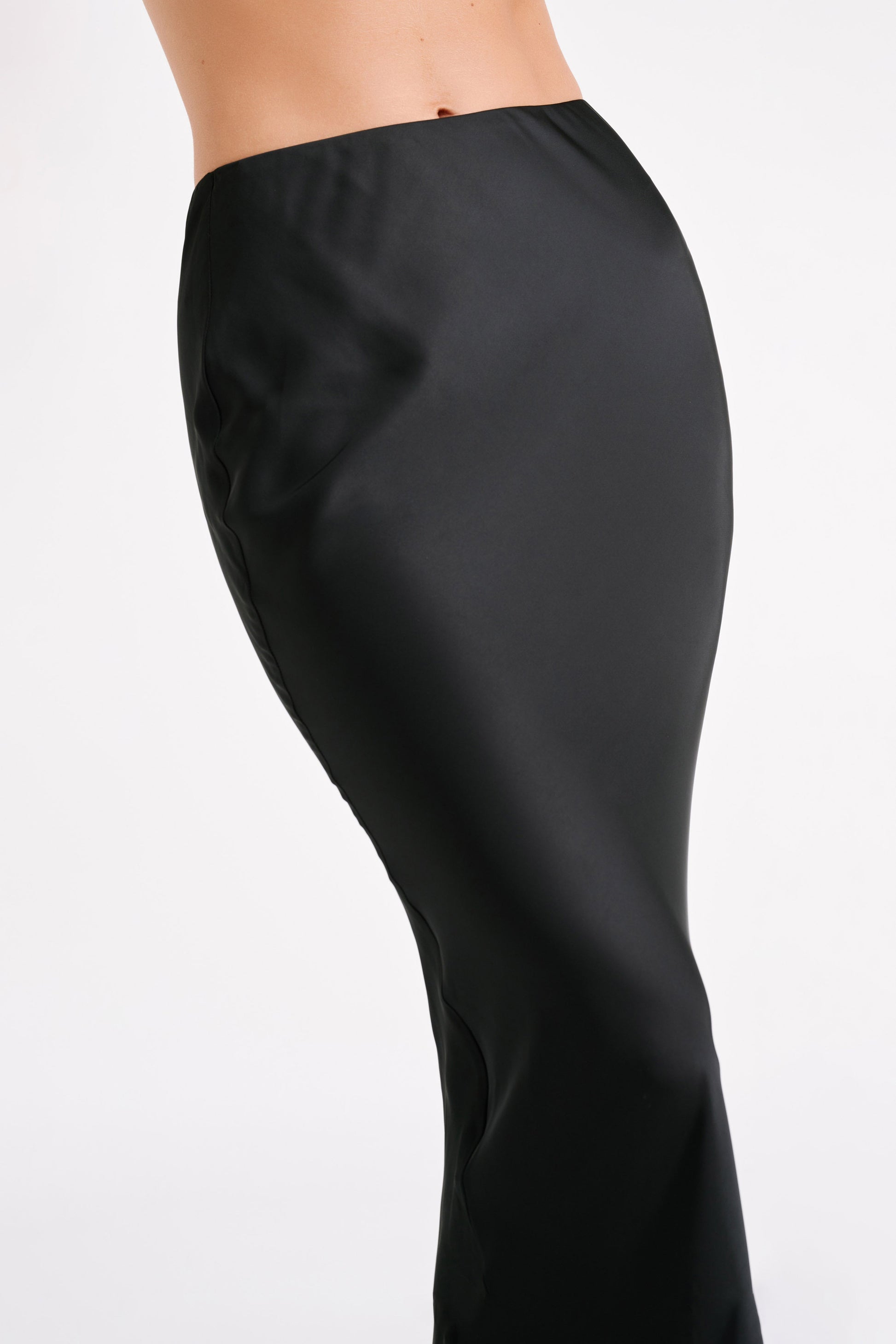 Violeta Satin Maxi Skirt - Black #3