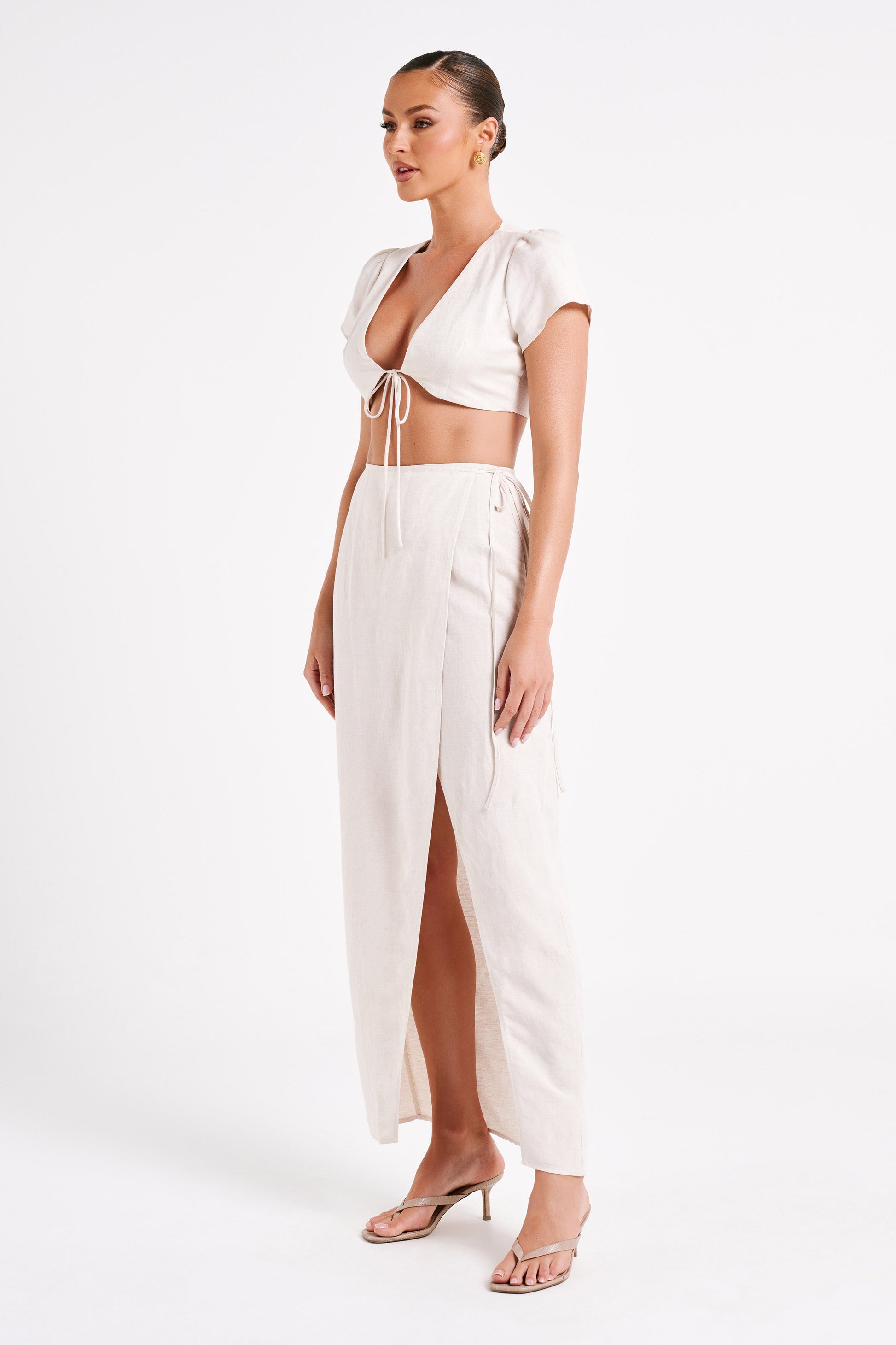 Fatima Linen Crop Top - Natural #5