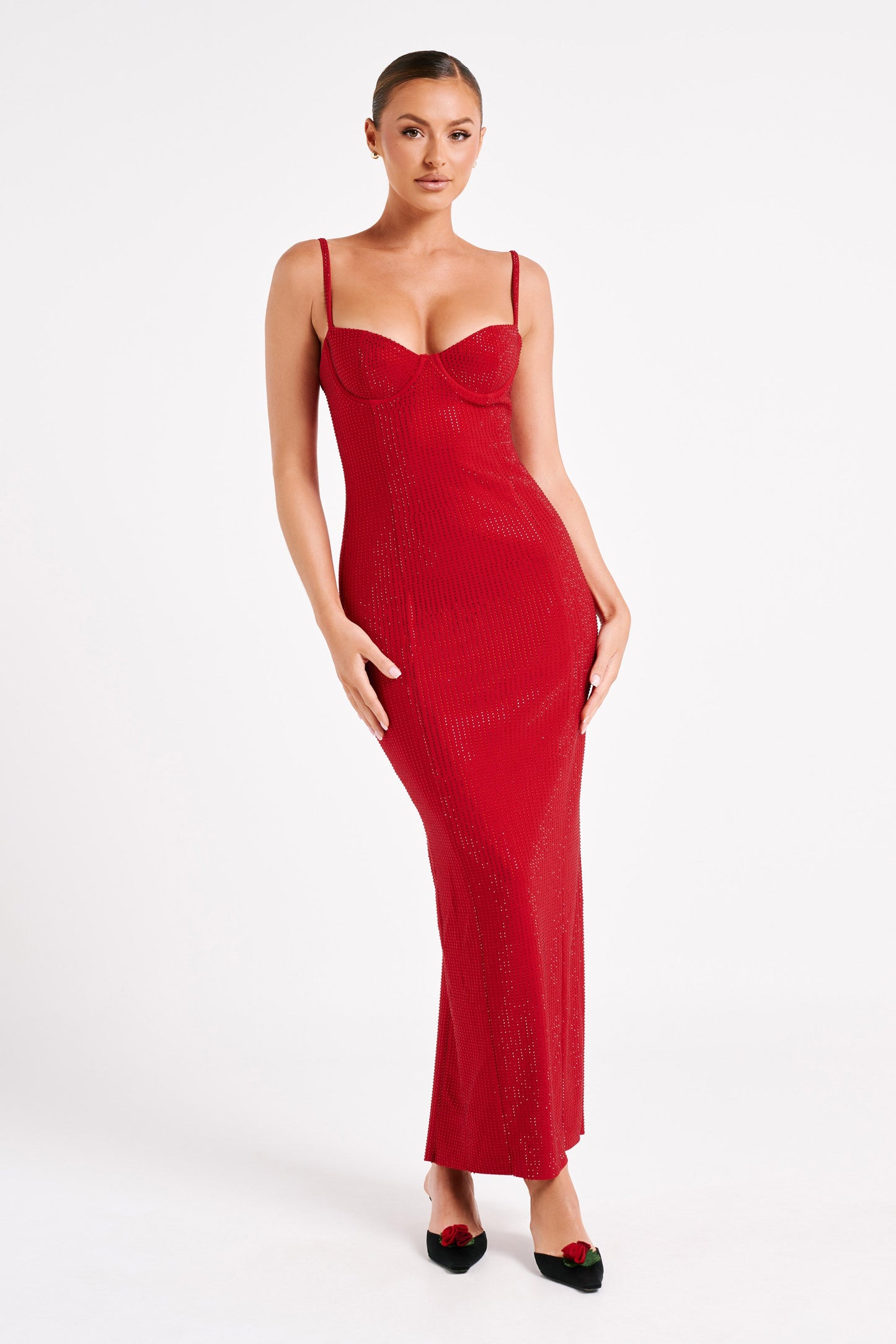 Rafaela Diamante Maxi Dress - Vermilion Red