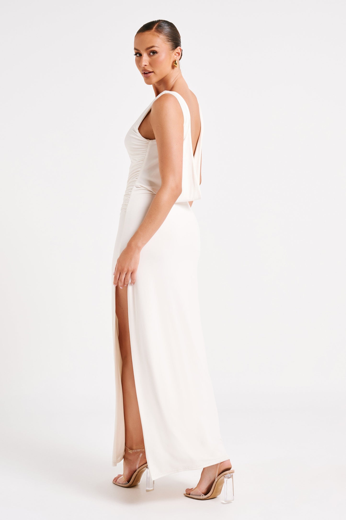 Alika Draped Front Maxi Dress - Ivory