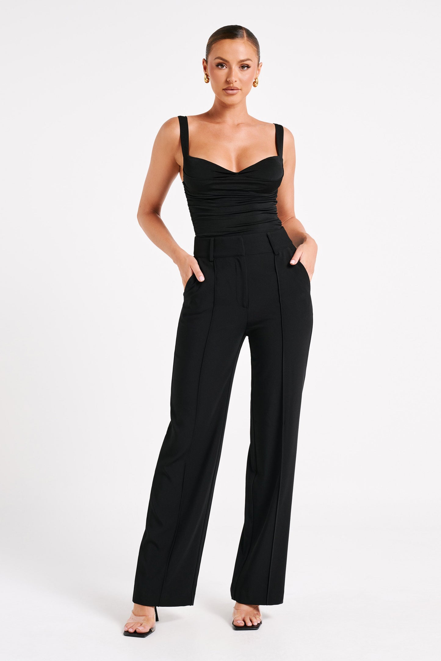 Lisa High Waist Suiting Trousers - Black