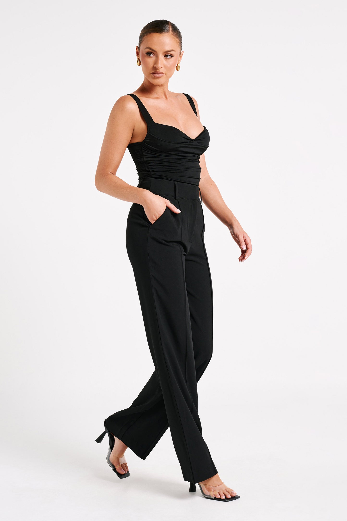 Lisa High Waist Suiting Trousers - Black