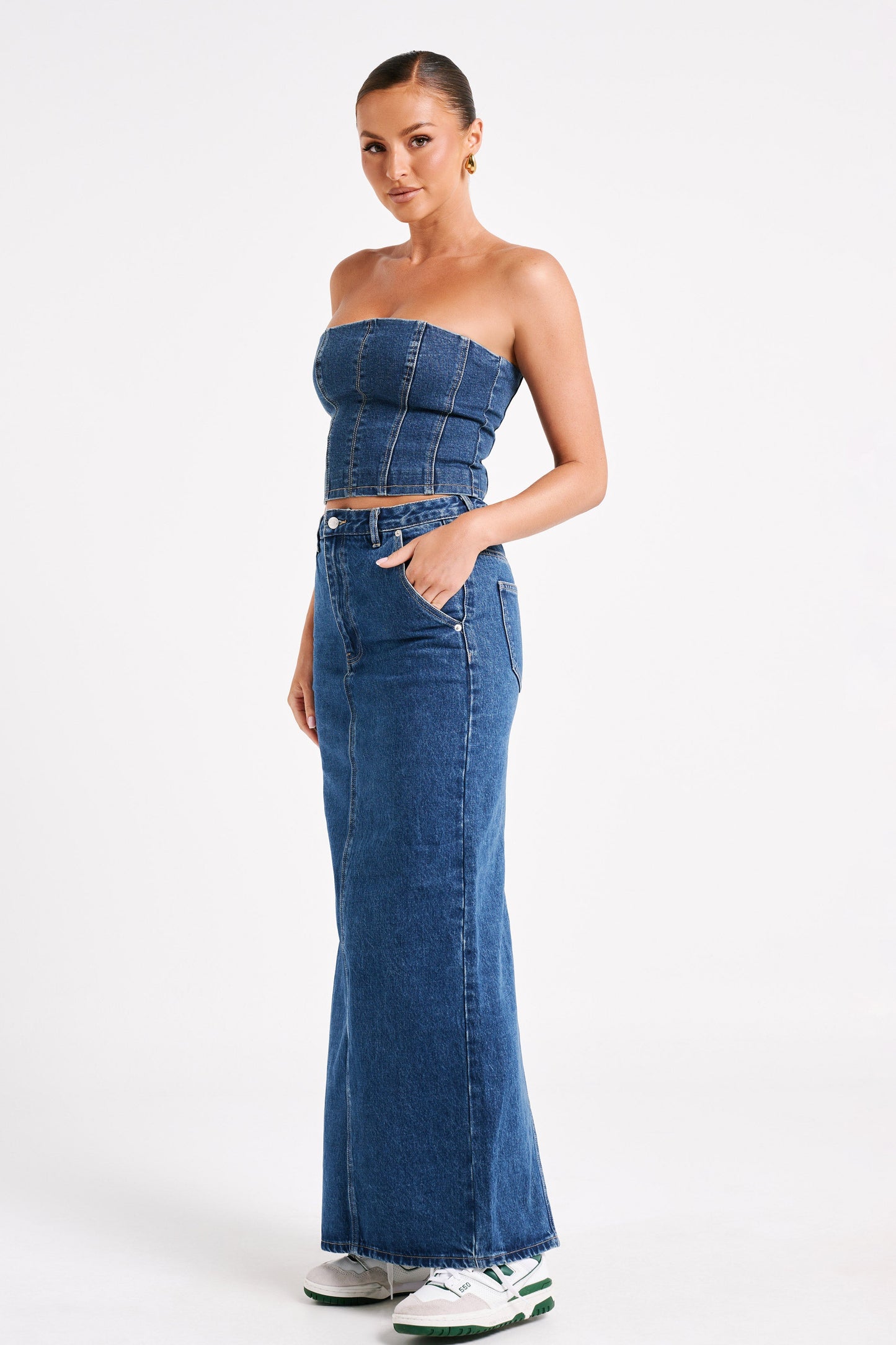 Jordana Denim Tube Top - Dark Blue