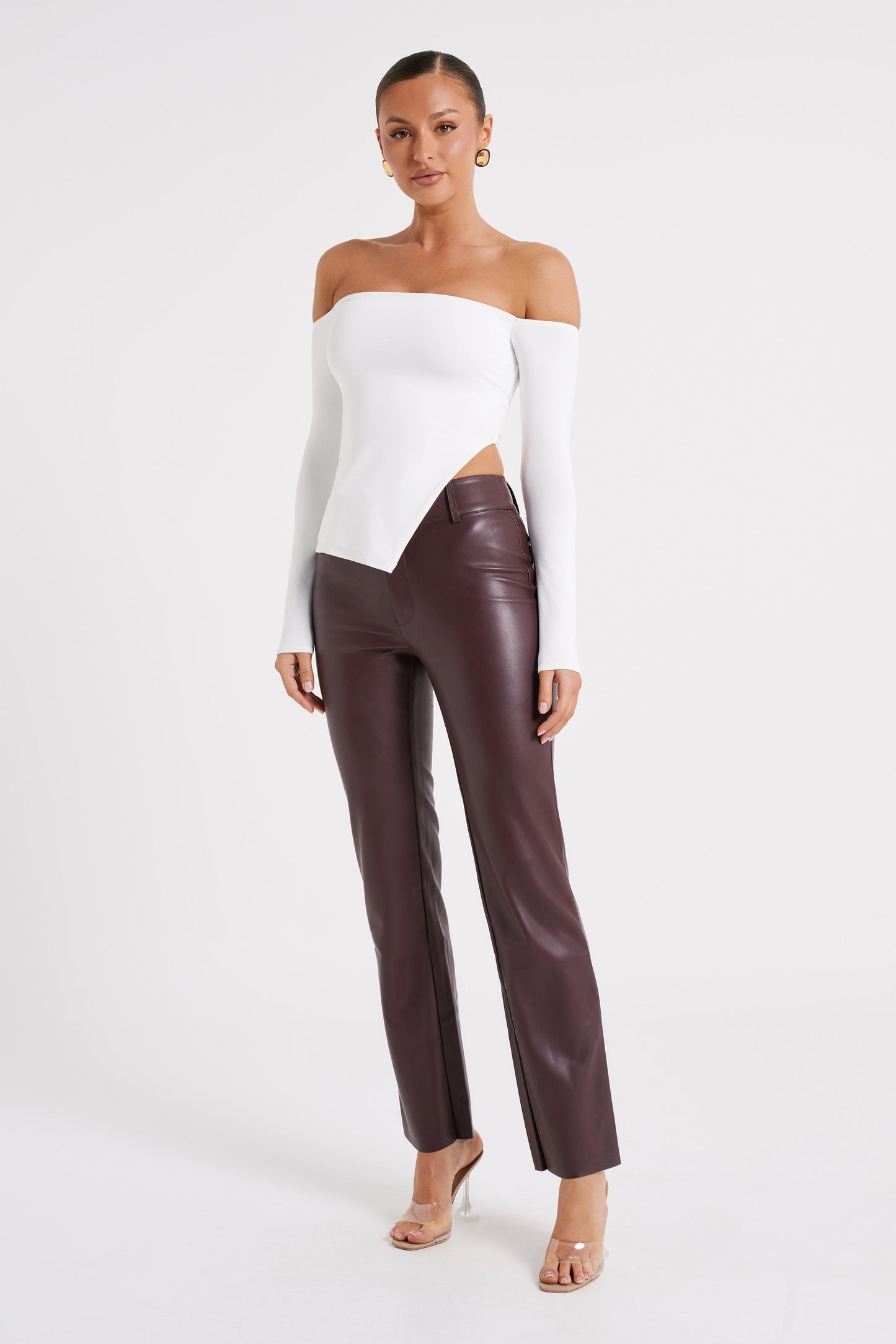 Laurette Faux Leather Straight Leg Pant - Dark Chocolate