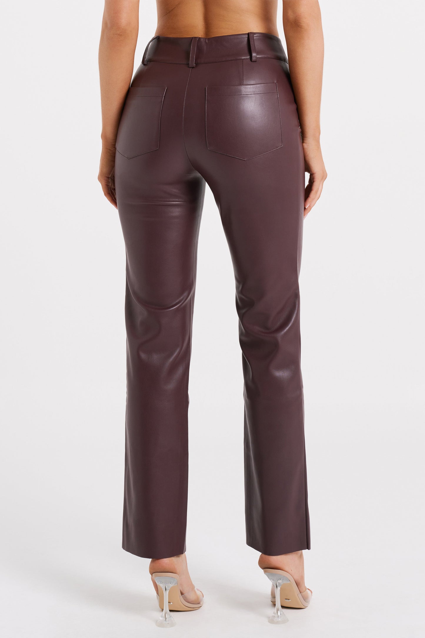 Laurette Faux Leather Straight Leg Pant - Dark Chocolate