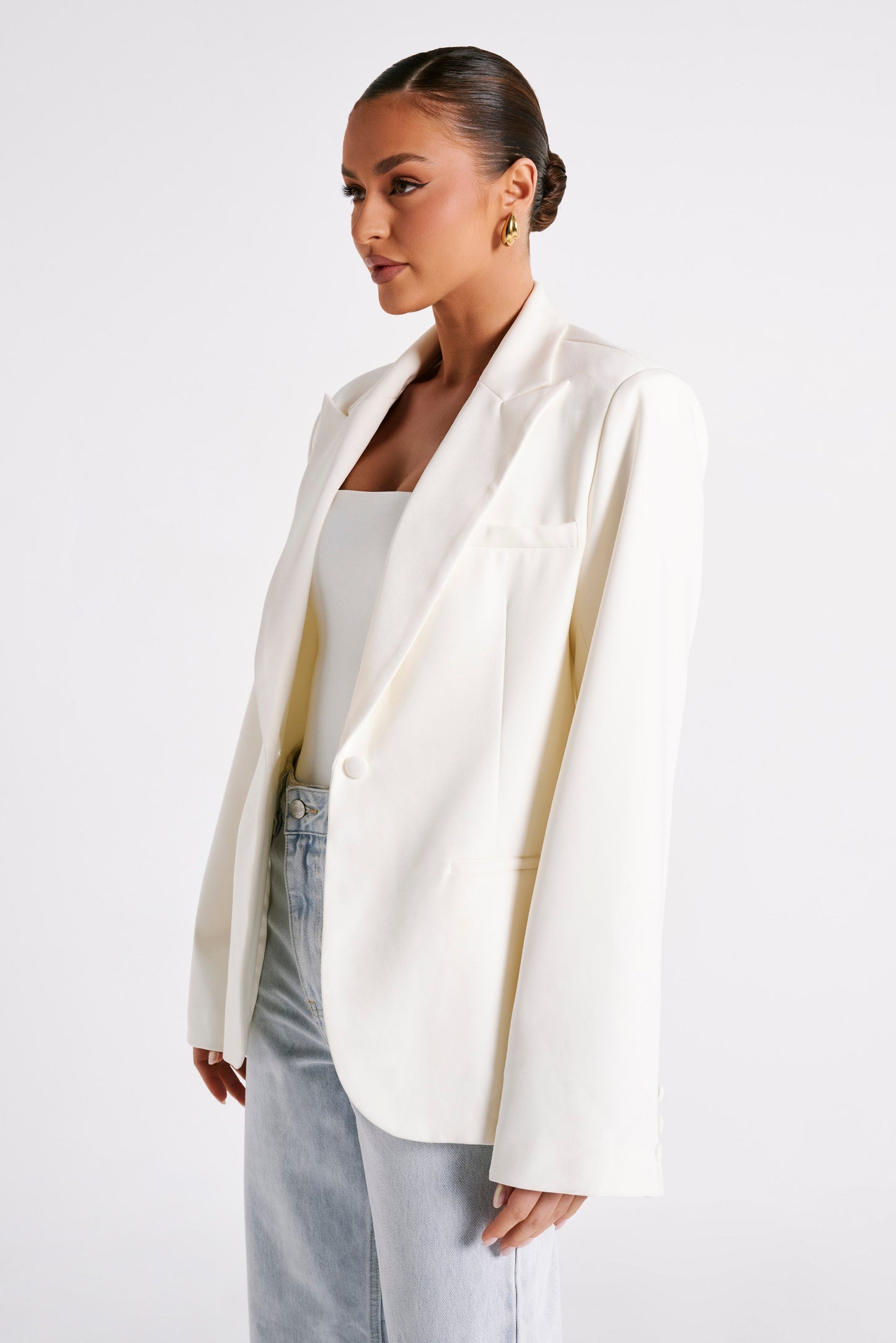 Bexley Oversized Blazer With Shoulder Pads - Ivory