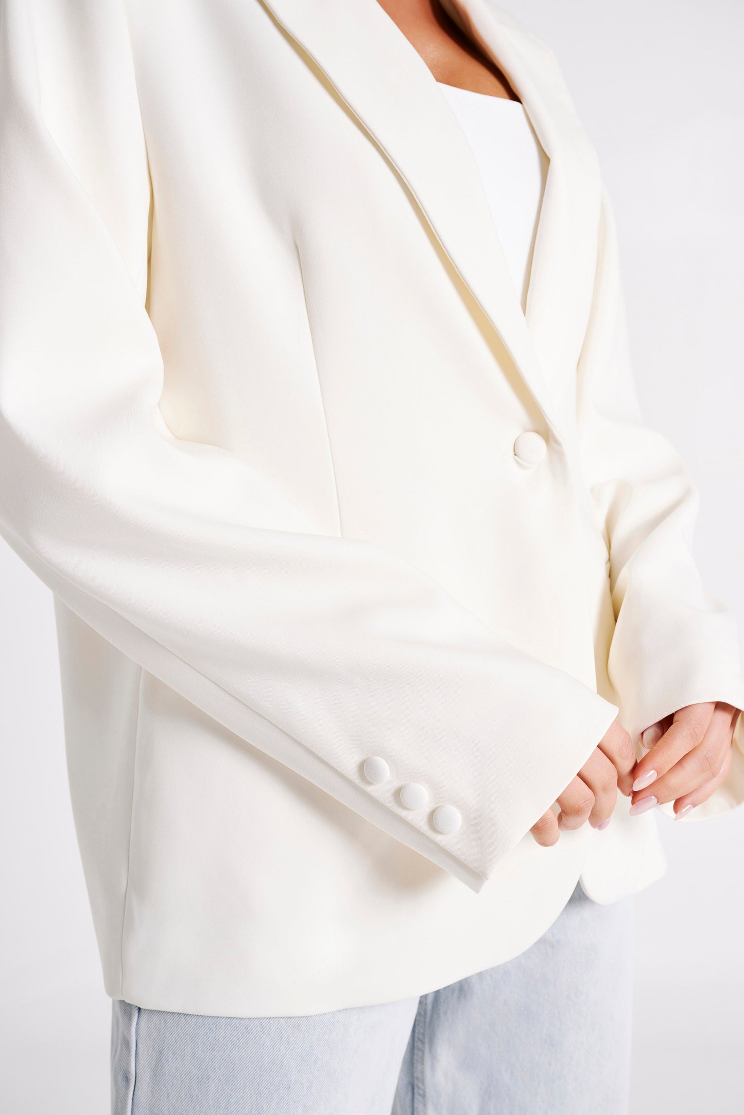 Bexley Oversized Blazer With Shoulder Pads - Ivory