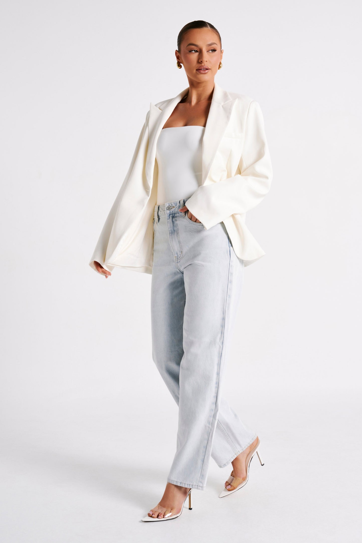 Bexley Oversized Blazer With Shoulder Pads - Ivory