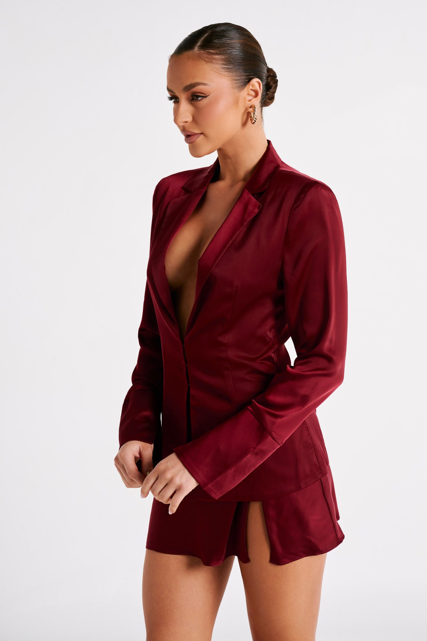 Hartley Satin Collared Shirt - Berry