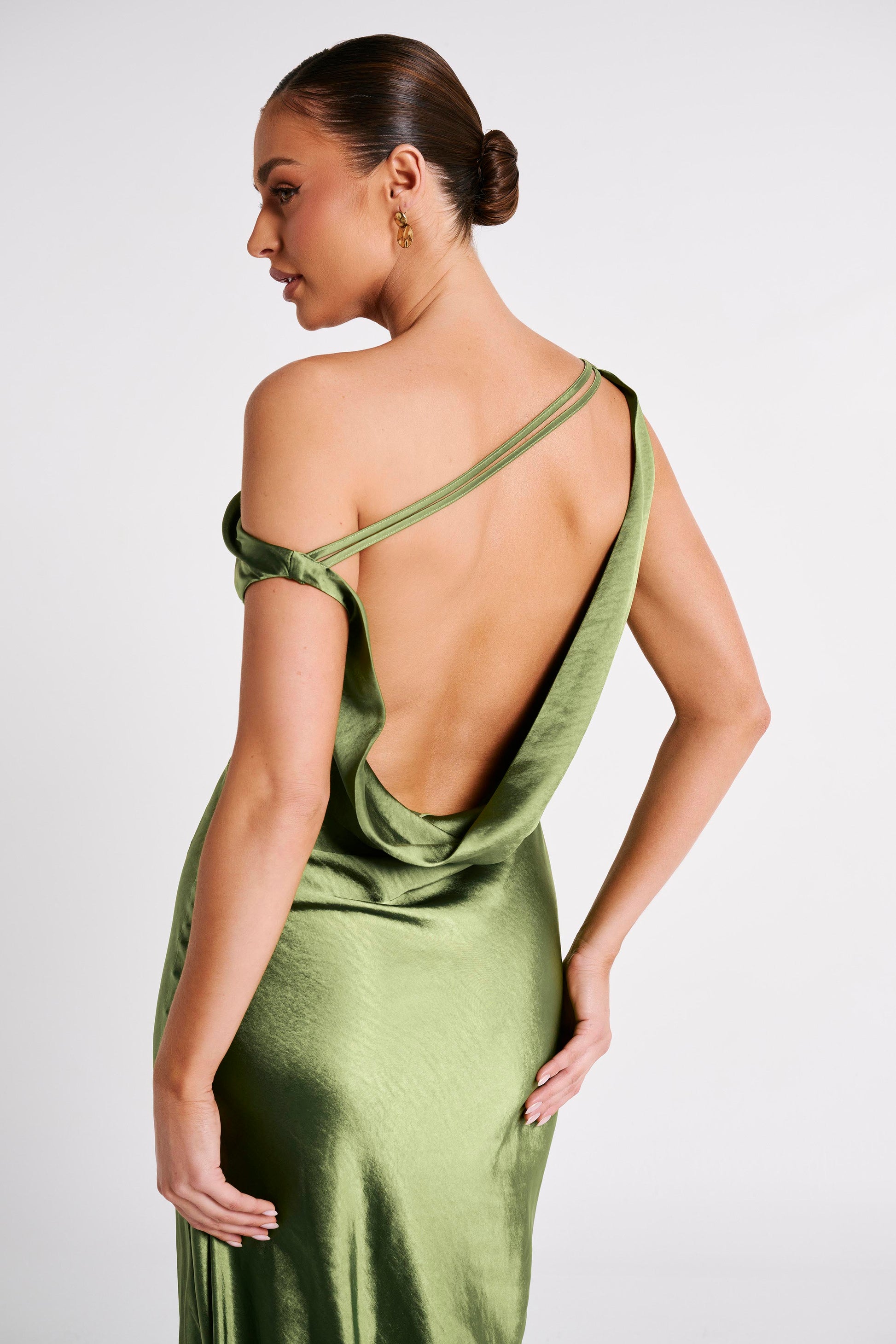 Yvette Slip Maxi Dress With Asymmetrical Hem - Emerald #8