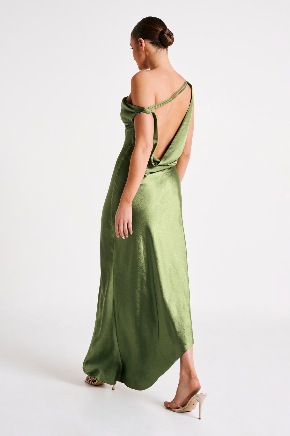 Yvette Slip Maxi Dress With Asymmetrical Hem - Emerald #6