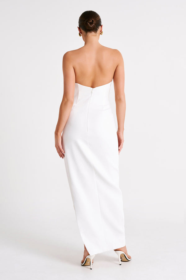Natasha Pointed Corset Maxi Dress - White - MESHKI UK