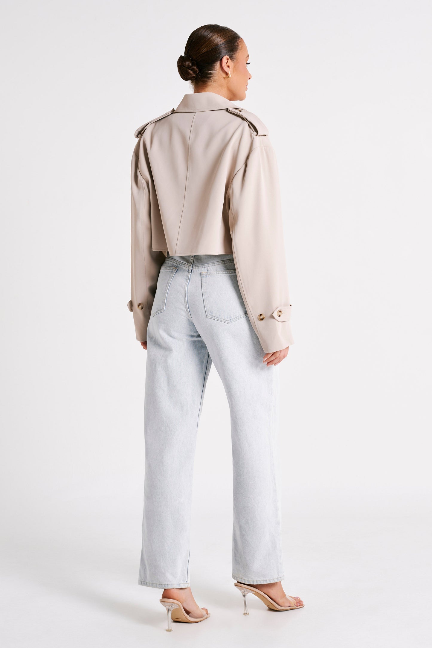 Palmer Cropped Trench Coat - Bone