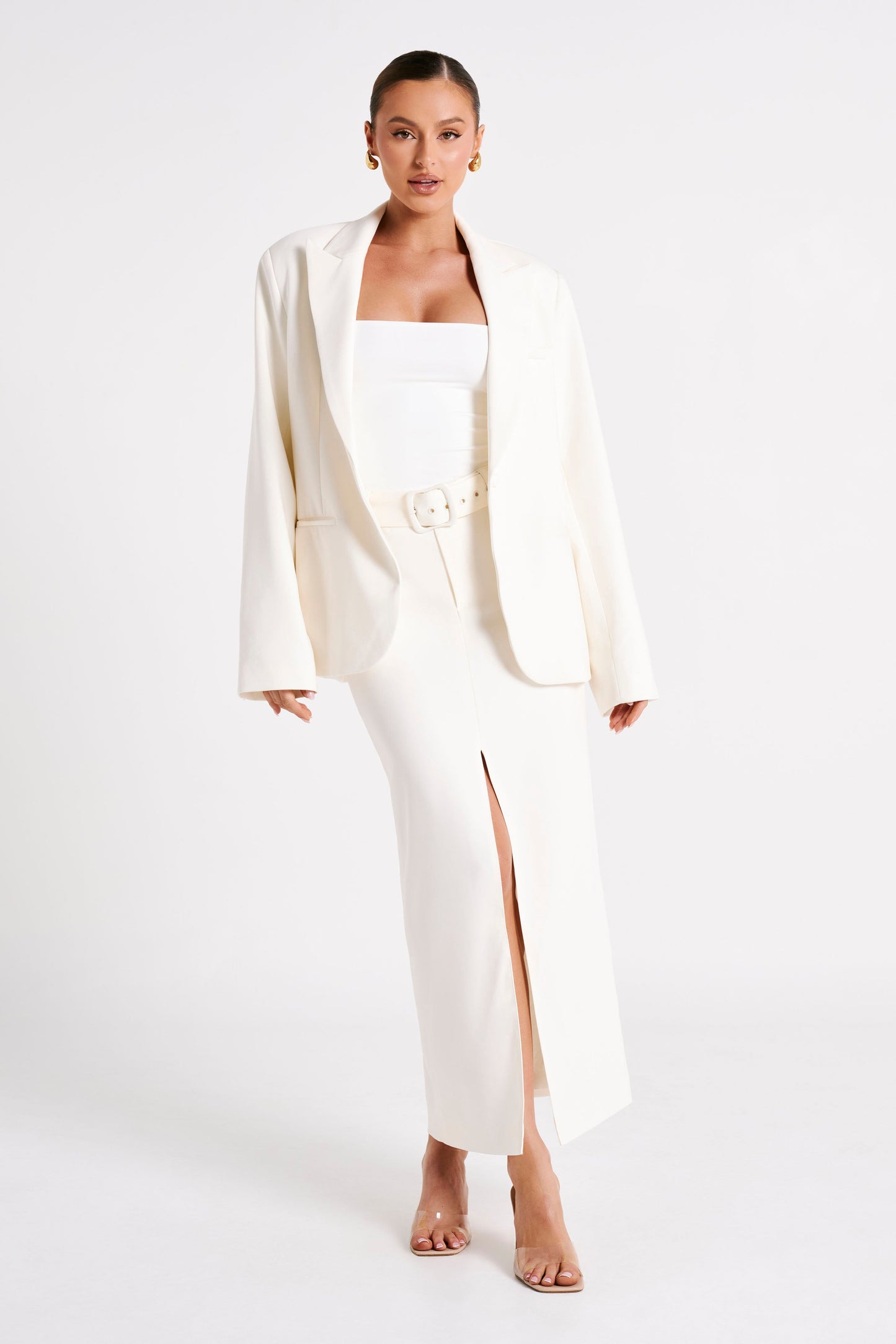 Bexley Oversized Blazer With Shoulder Pads - Ivory