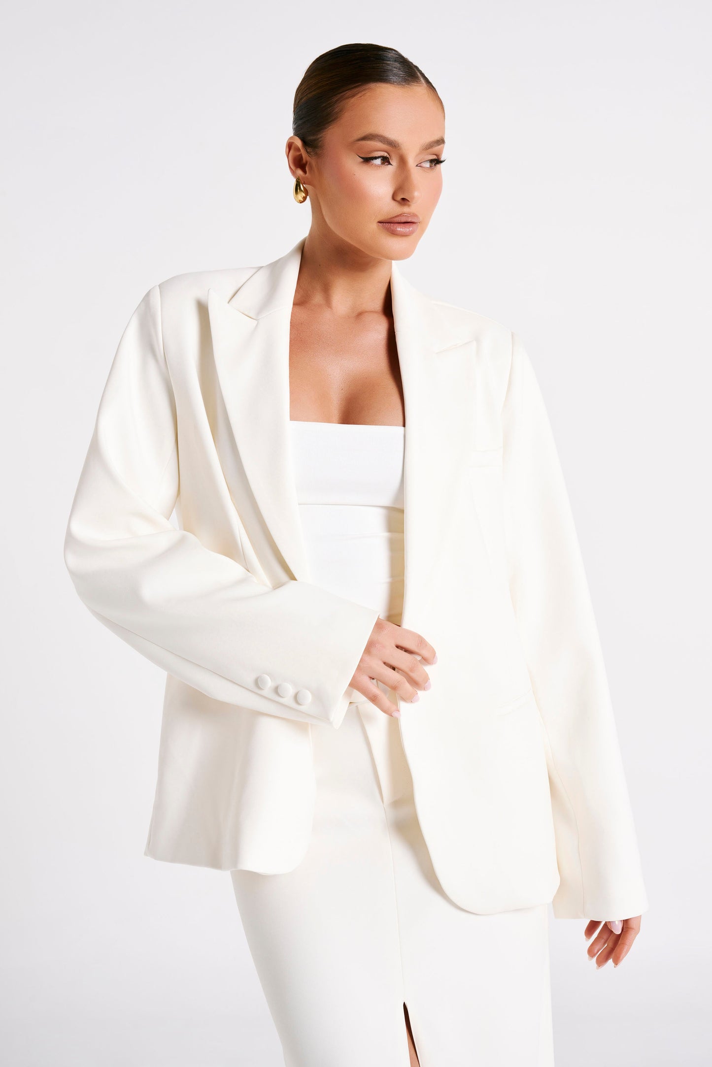 Bexley Oversized Blazer With Shoulder Pads - Ivory