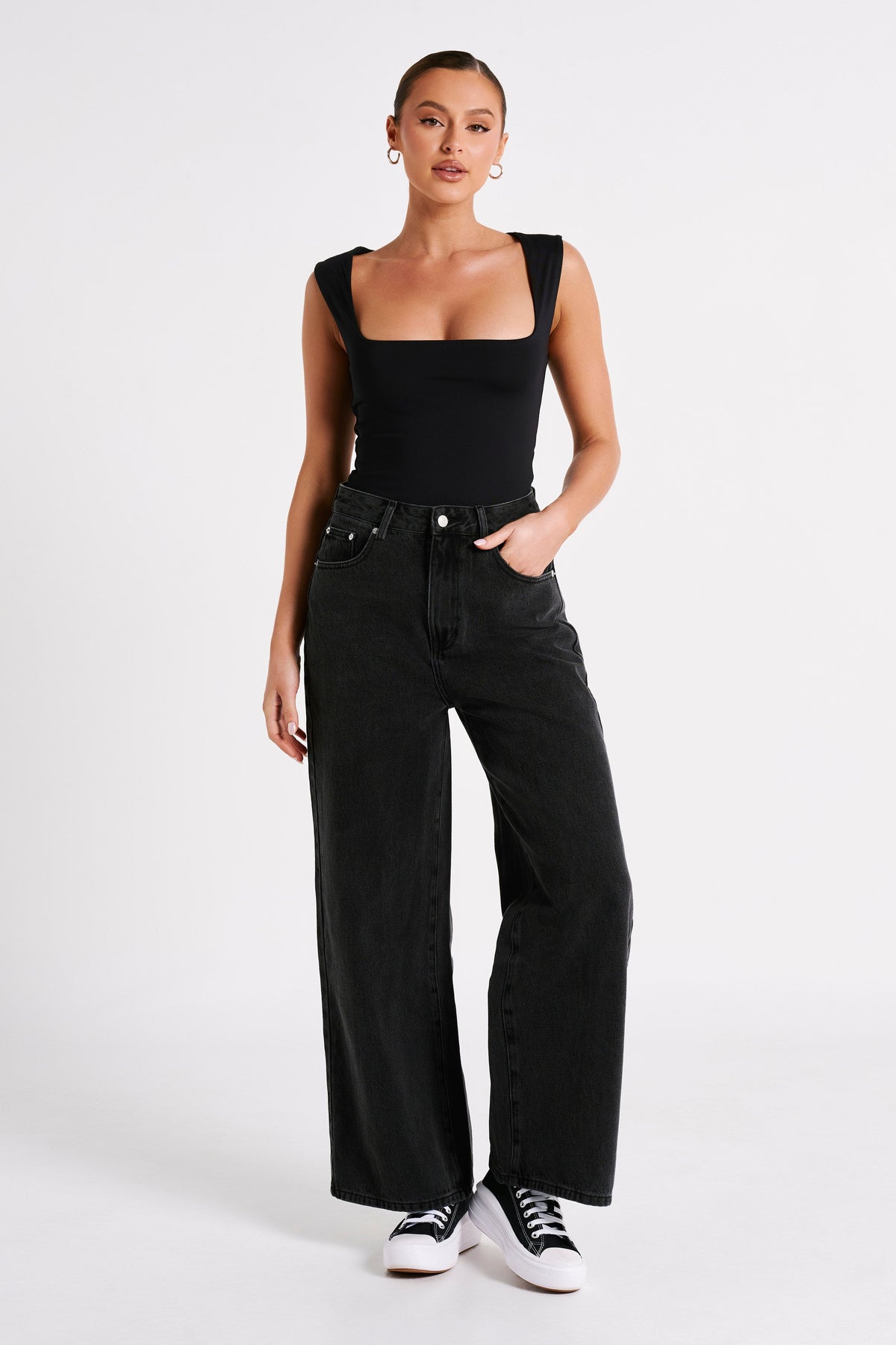Linley Recycled Nylon Long Line Top - Black #3