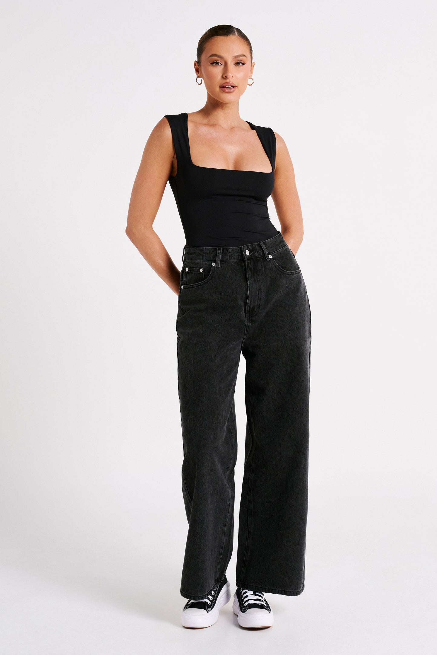 Raven Oversized Low Rise Baggy Jeans - Washed Black