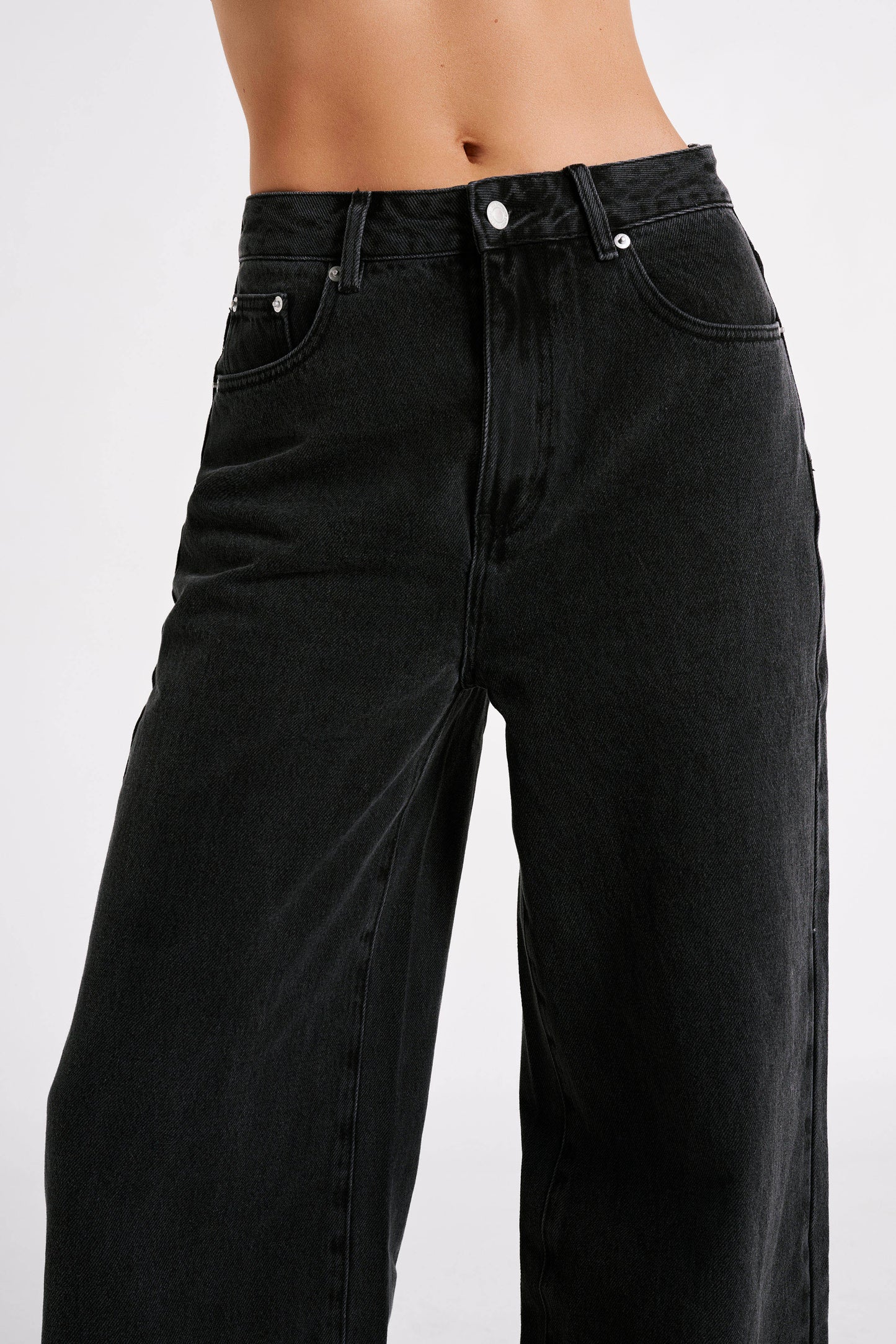 Raven Oversized Low Rise Baggy Jeans - Washed Black