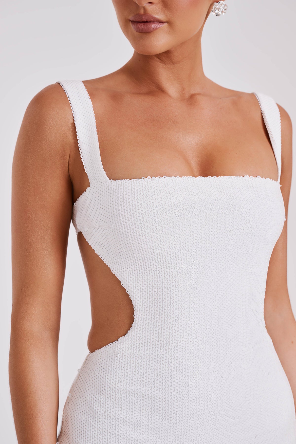 Adoria Sequin Cut Out Maxi Dress - White #8