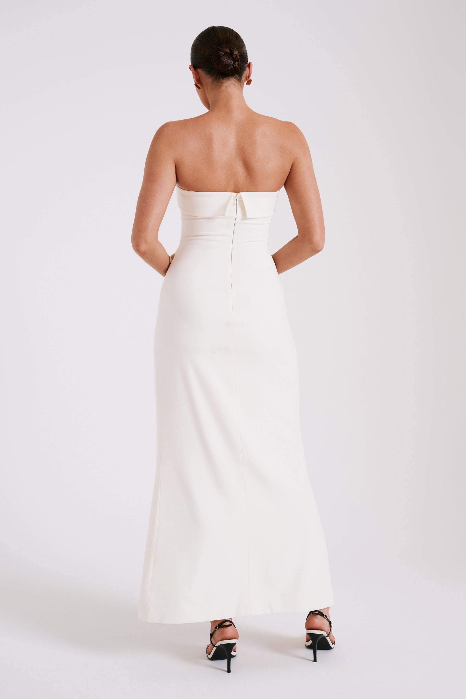 Abbie Strapless Suiting Maxi Dress - Ivory #4