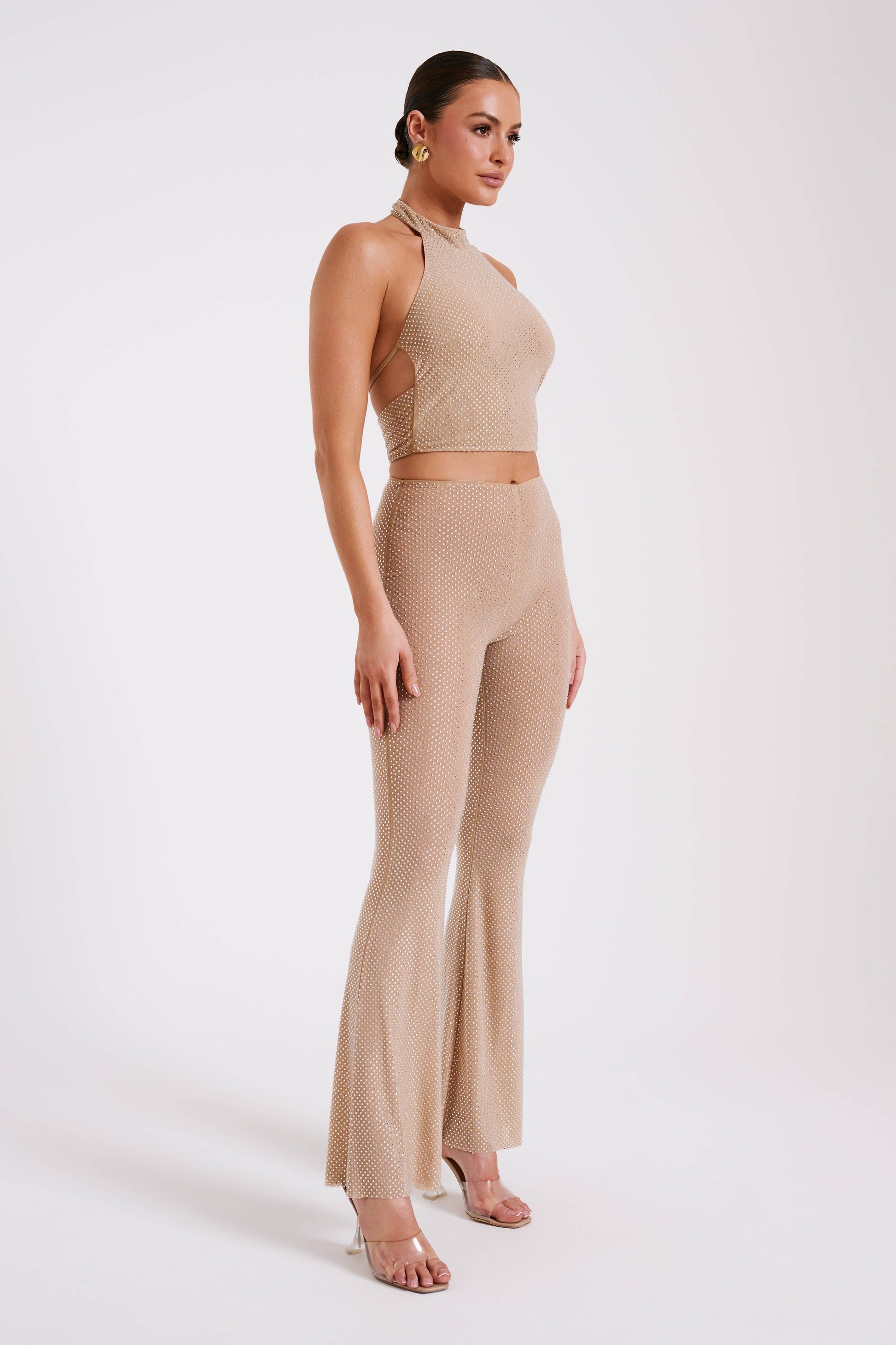 Mariah Diamante Halter Neck Top - Nude #8