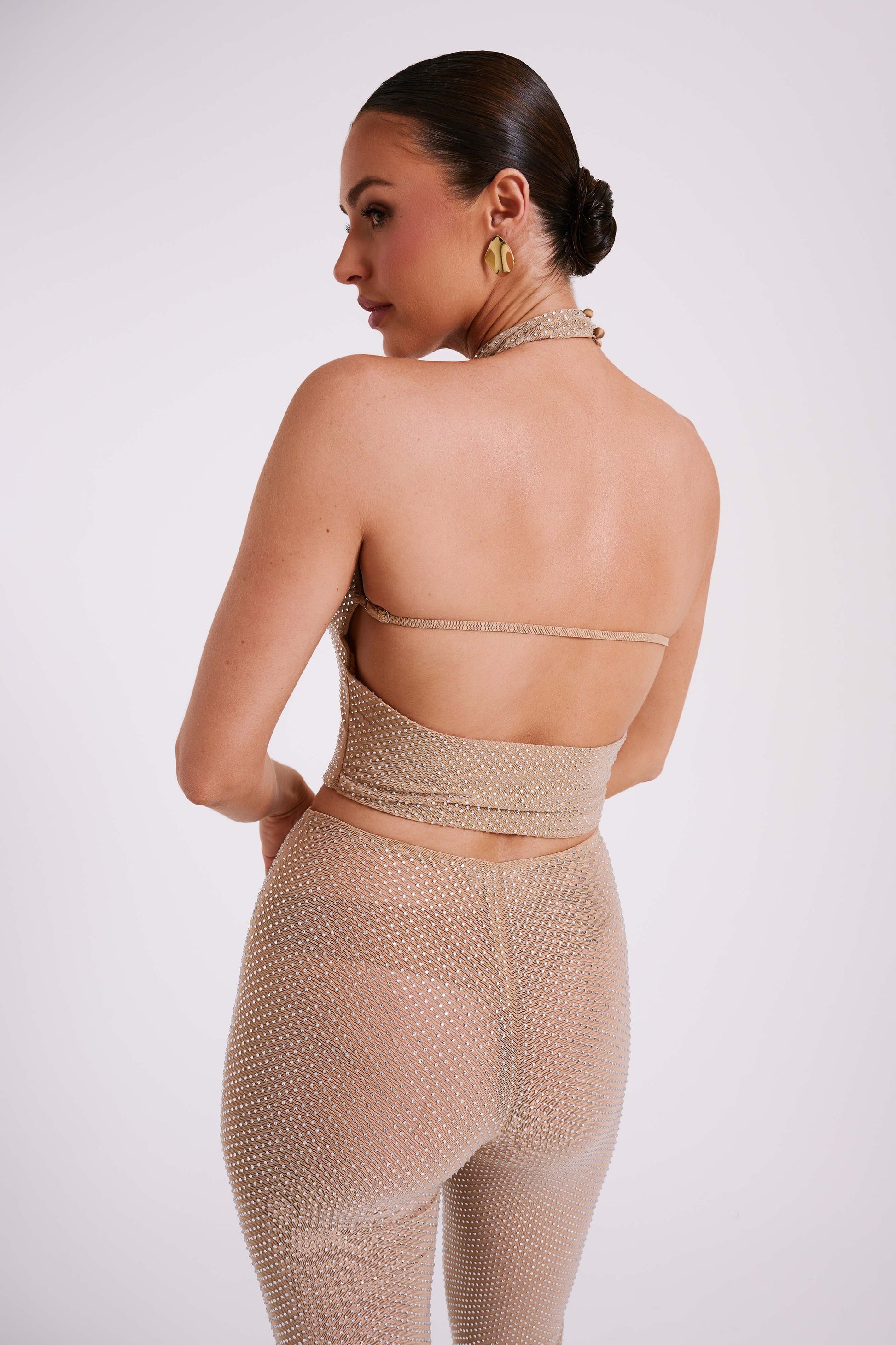 Mariah Diamante Halter Neck Top - Nude #5