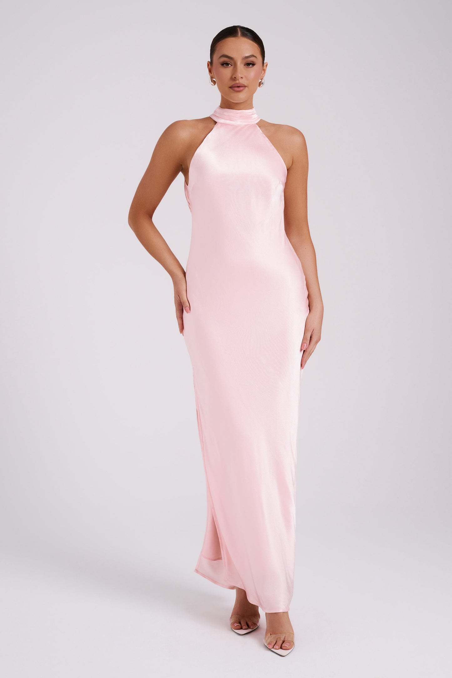 Claire Satin Drape Back Maxi Dress - Rosewater