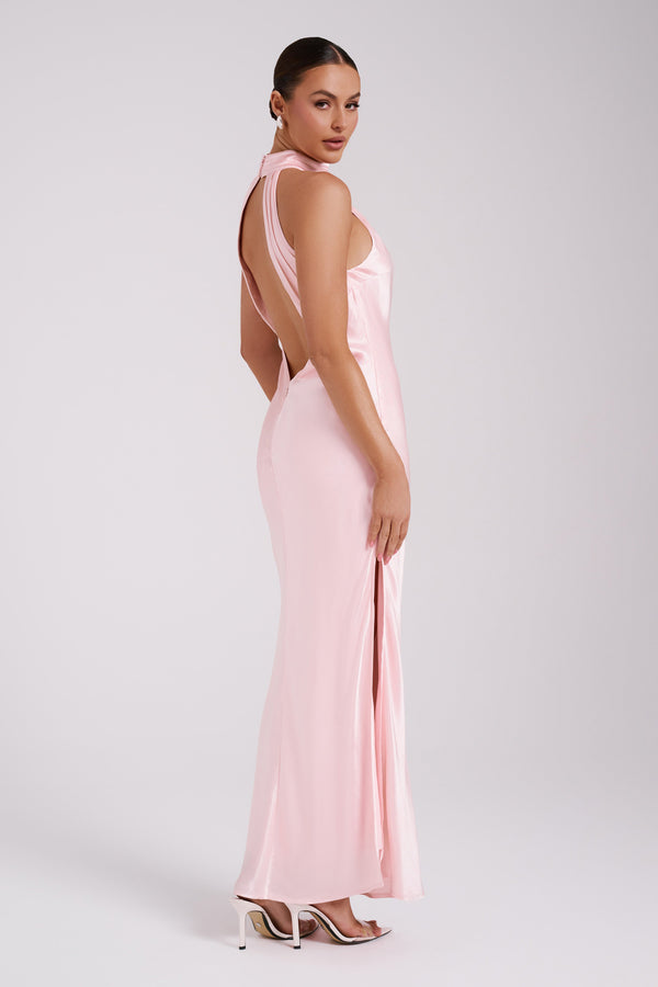 Claire Satin Drape Back Maxi Dress