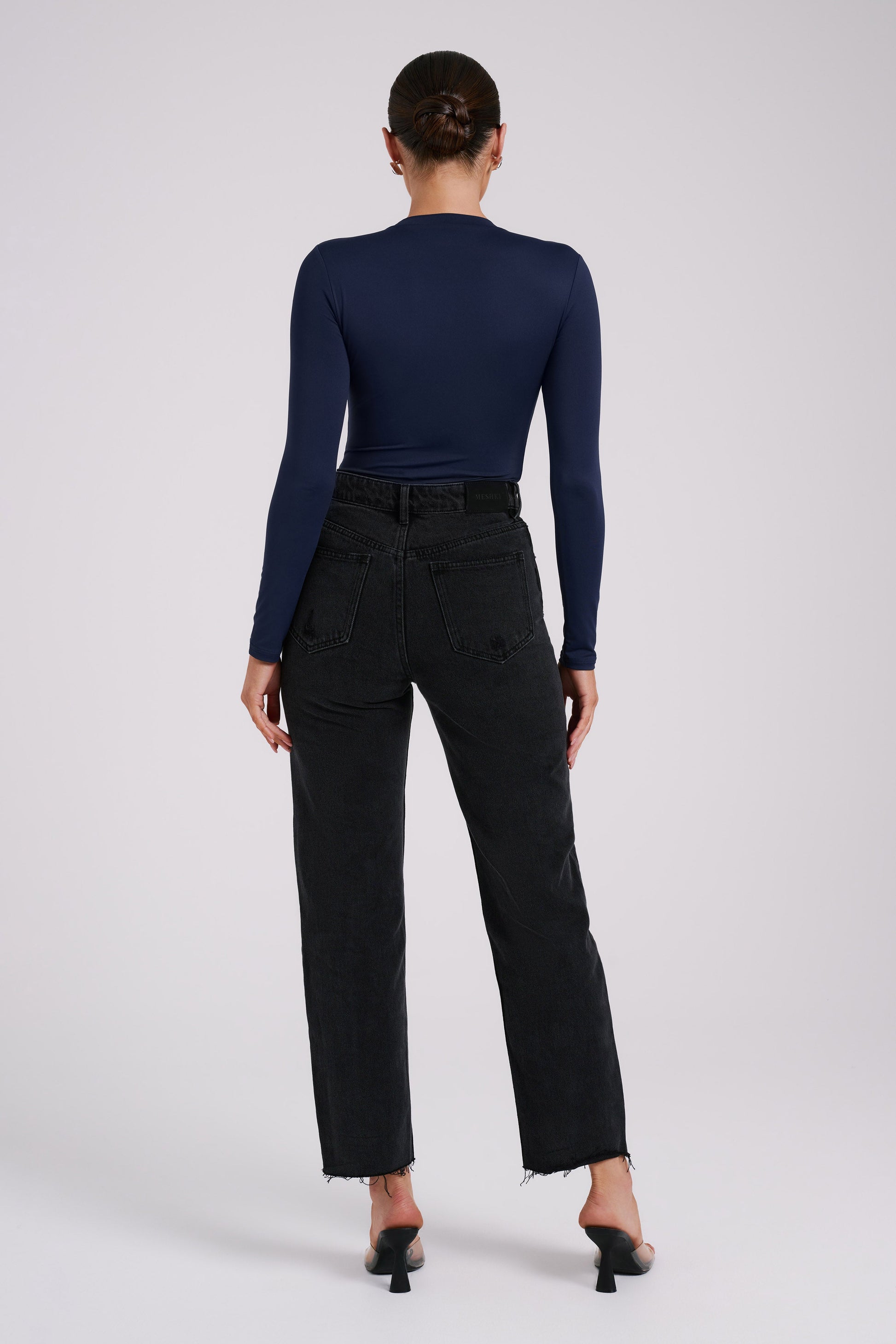 Delilah Long Sleeve Crew Neck Bodysuit - Navy #5