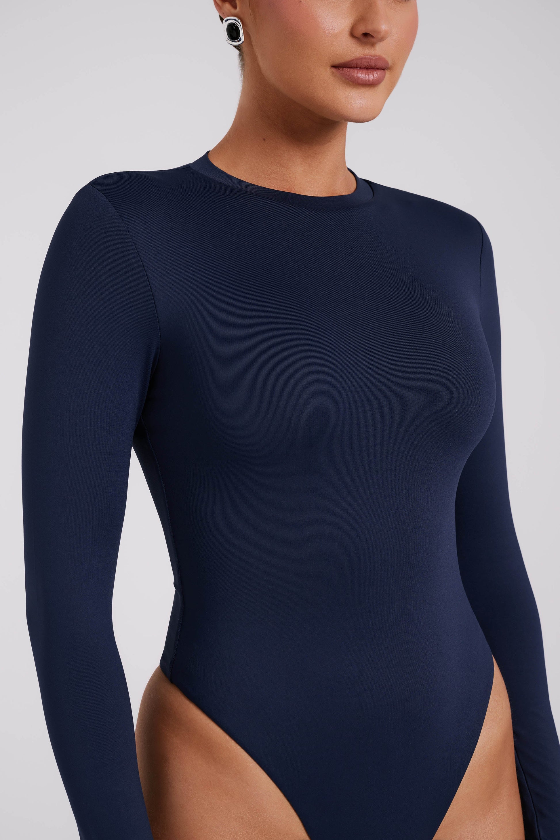 Delilah Long Sleeve Crew Neck Bodysuit - Navy #2