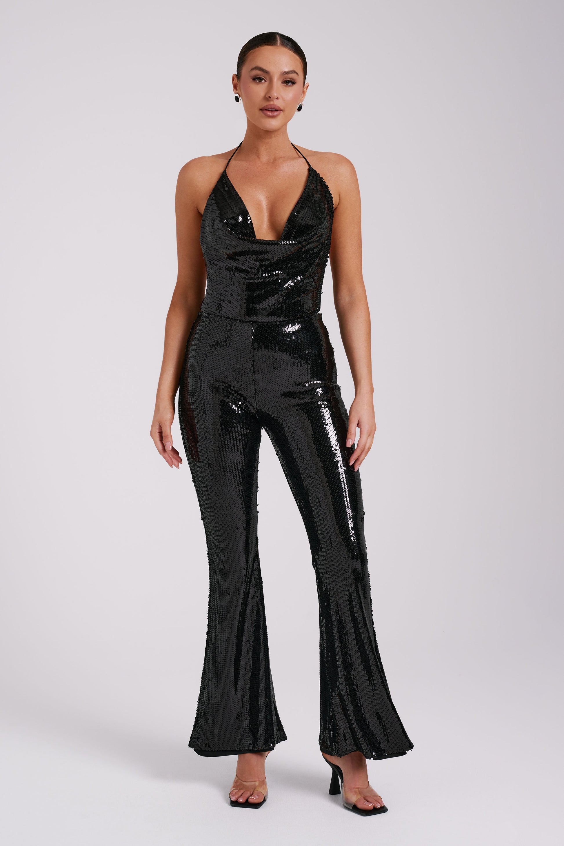 Wilma Wide Leg Sequin Pants - Black #5