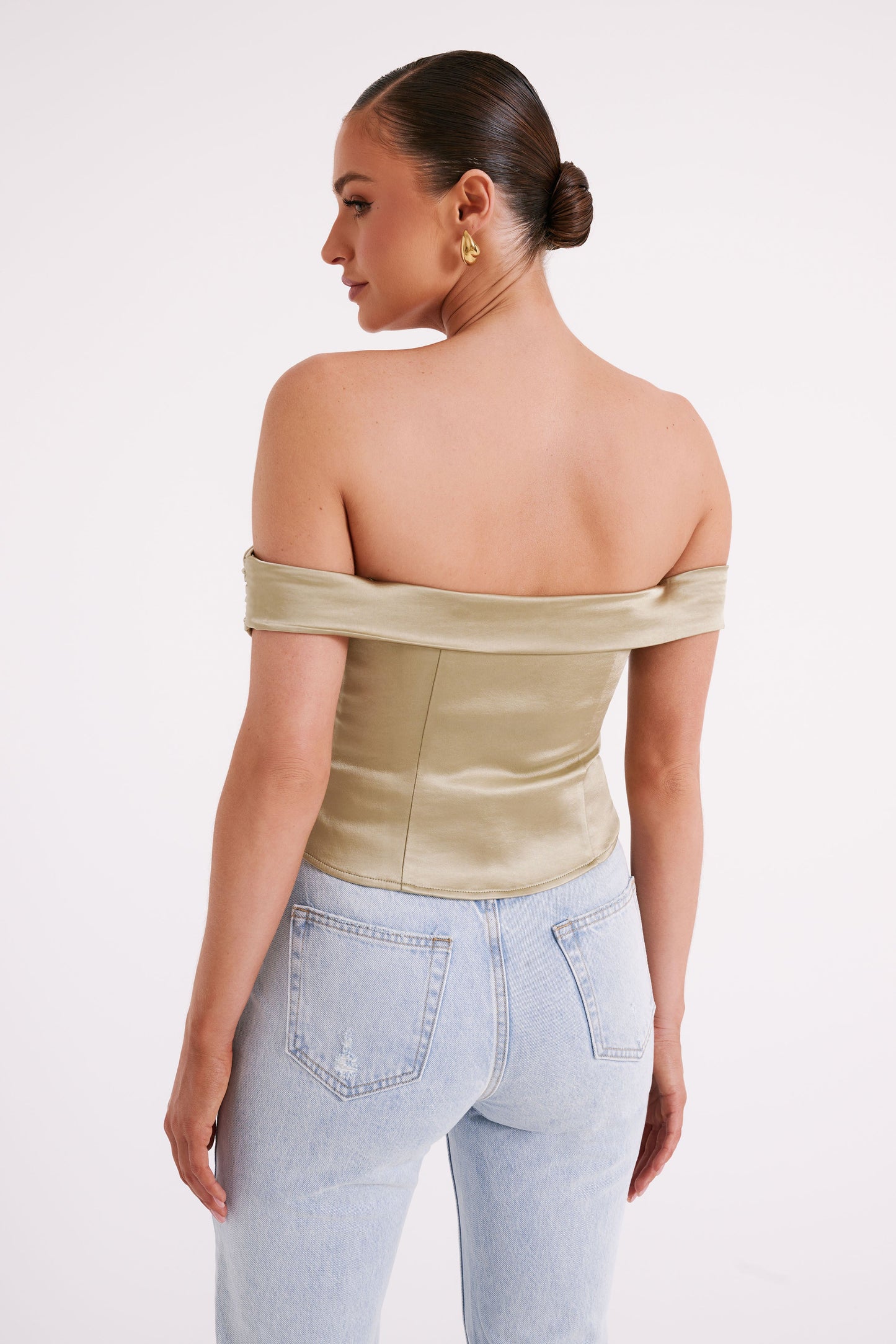 Anysa Satin Strapless Top - Sage