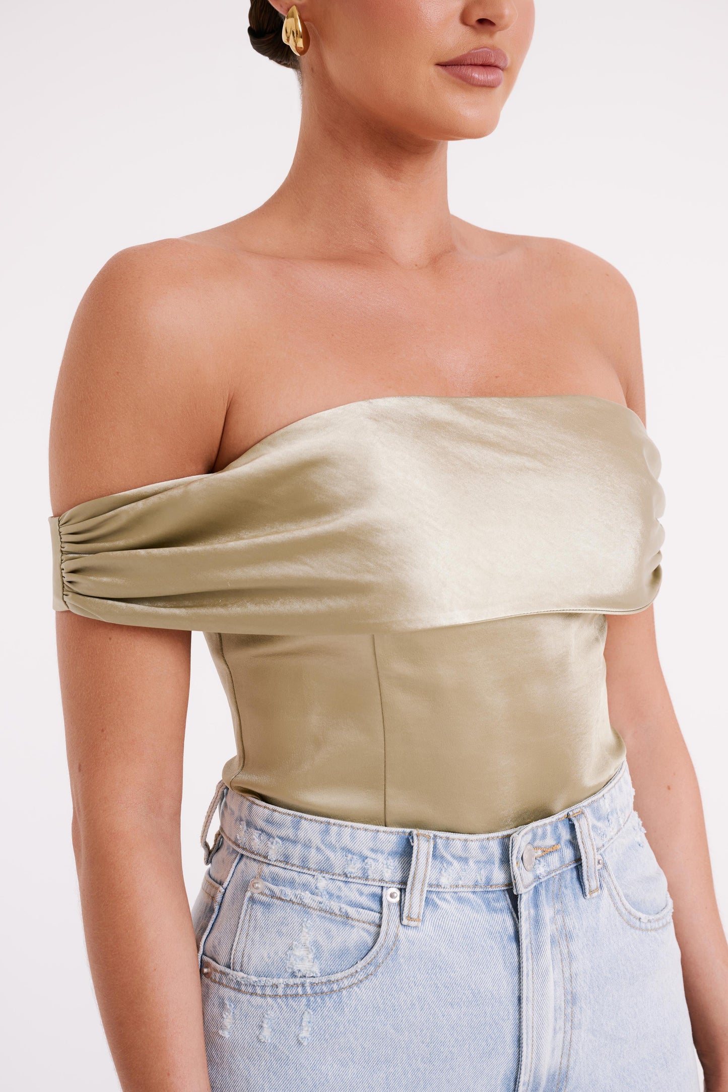 Anysa Satin Strapless Top - Sage