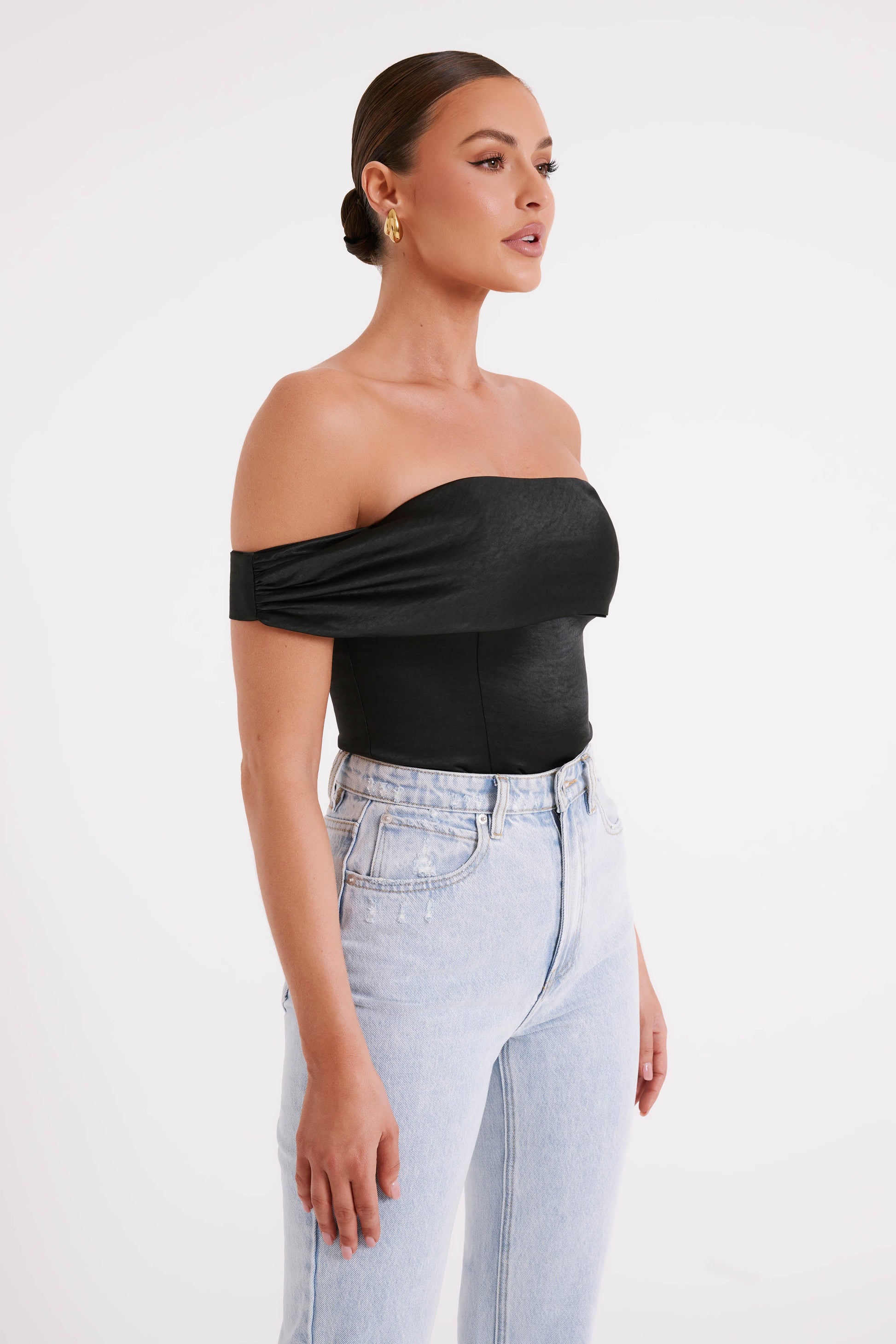Anysa Satin Strapless Top - Black #7