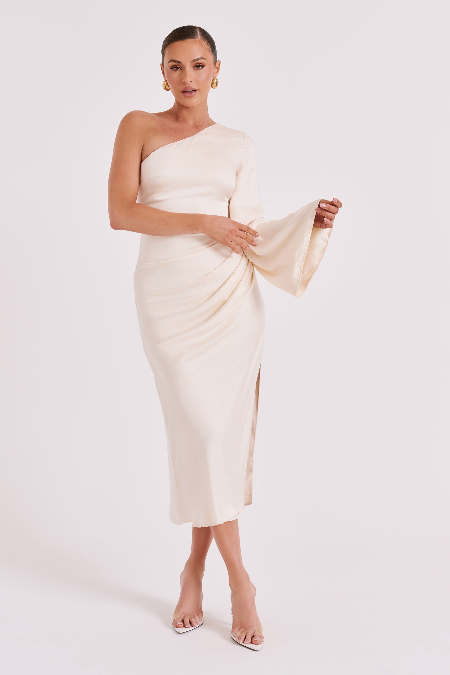 Nyomi One Shoulder Maxi Dress - Ivory