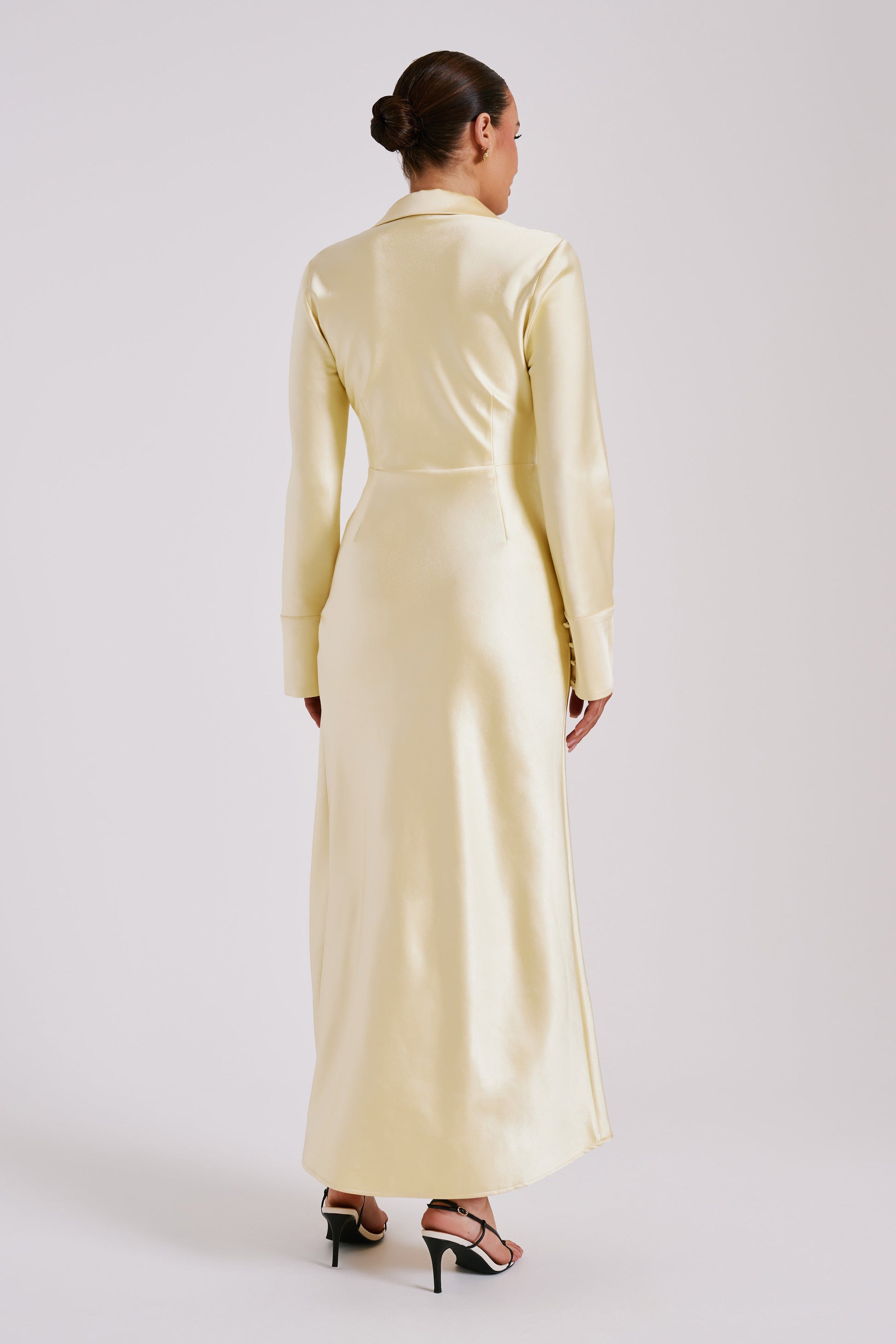 Whitley Satin Collared Maxi Dress - Butter #4