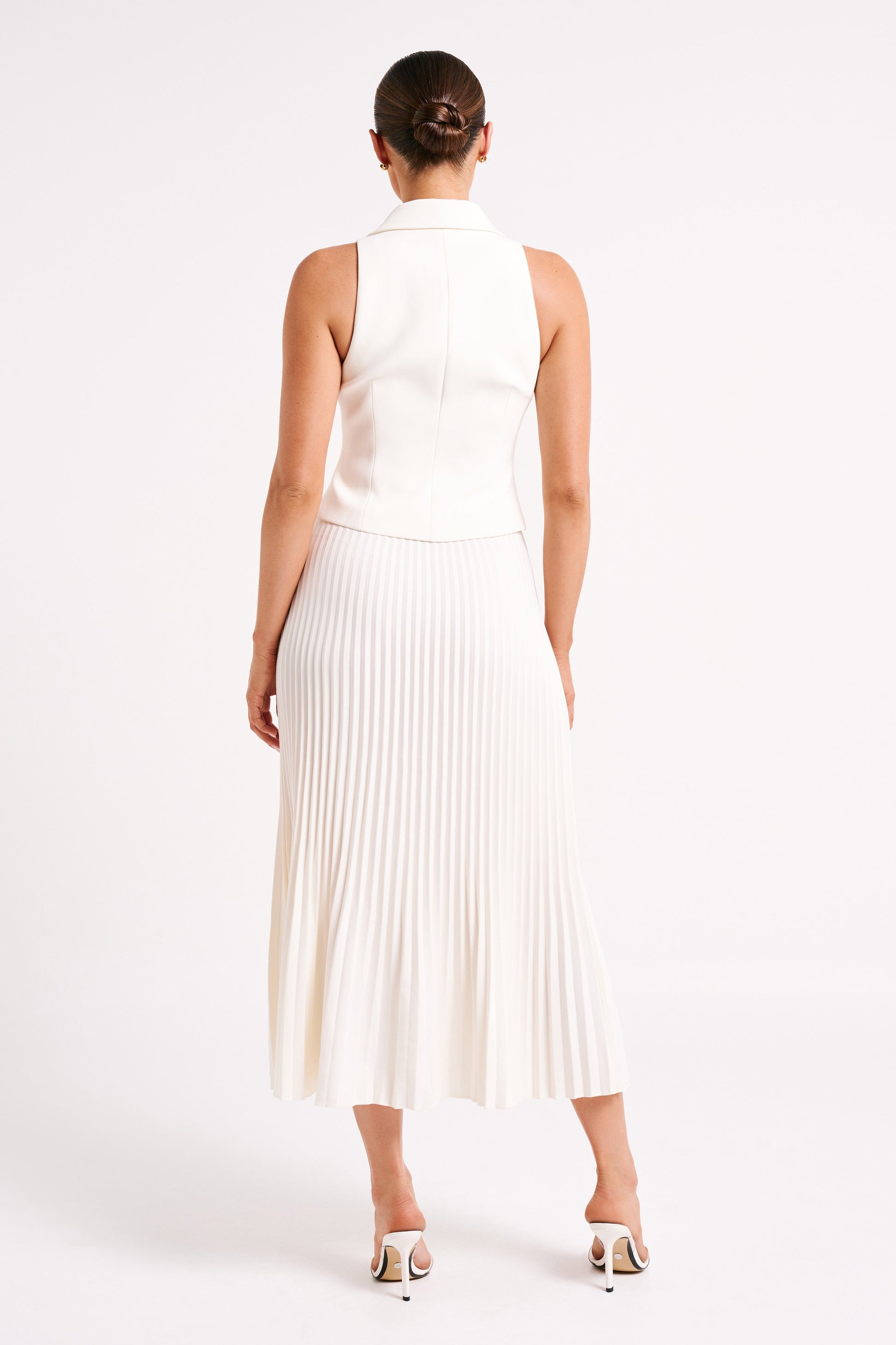 Twyla Pleated Suiting Maxi Skirt - Ivory #4
